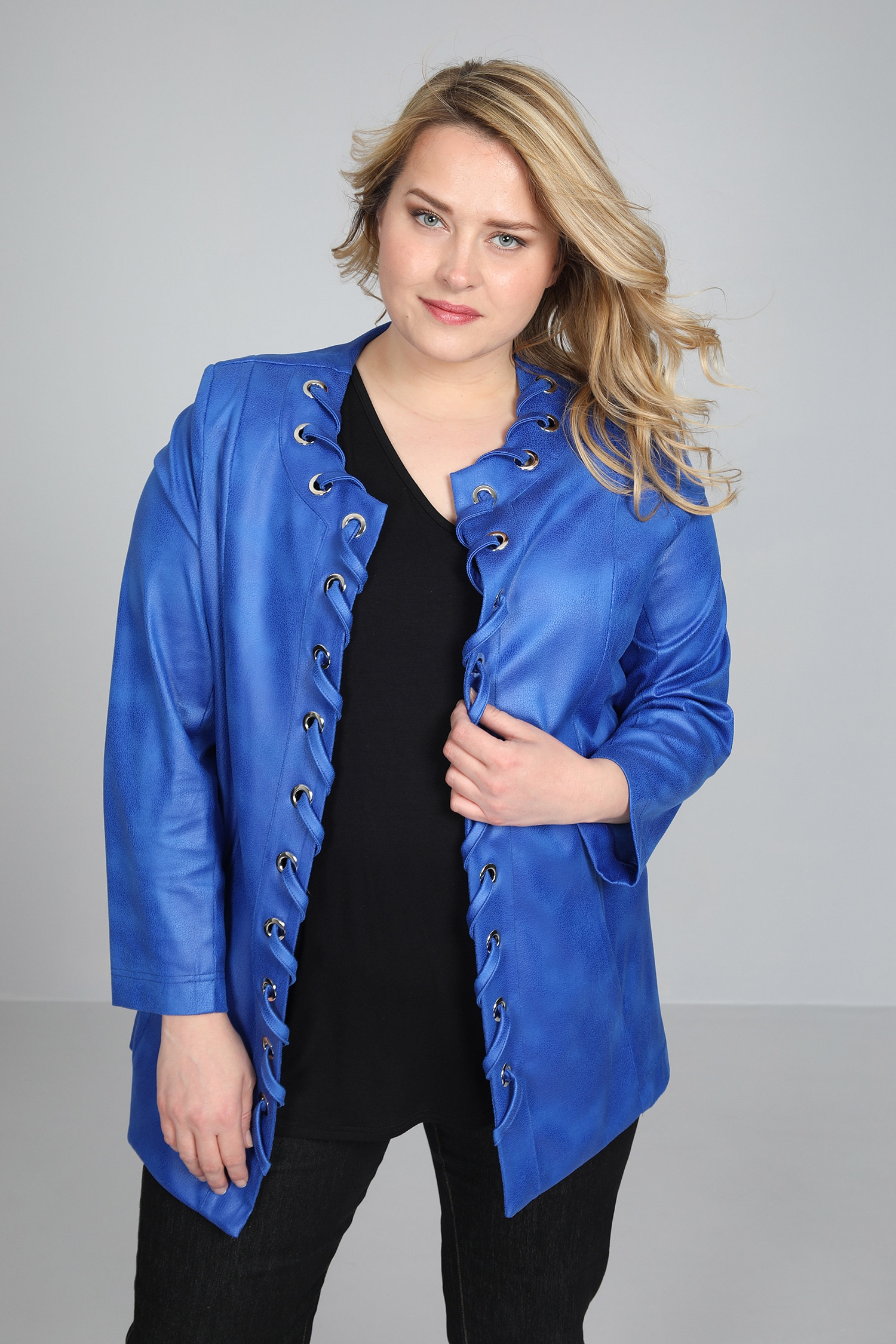 Faux leather jacket with cable