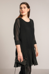 Lined pleated voile dress