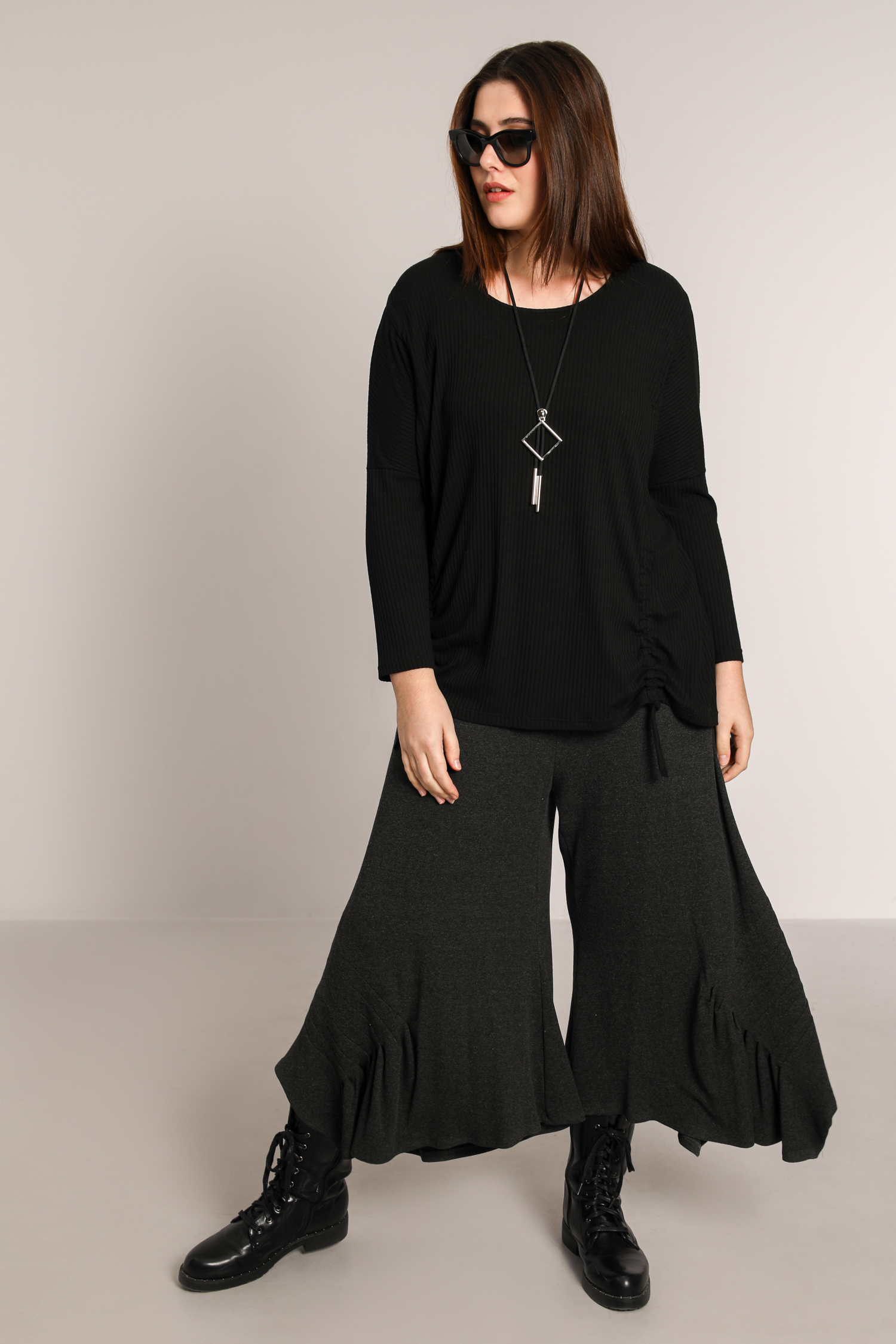 Pantalon jupe culotte avec plis