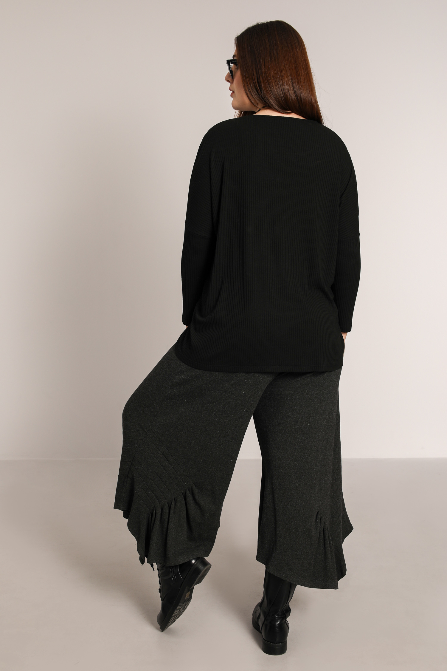 Pantalon jupe culotte avec plis