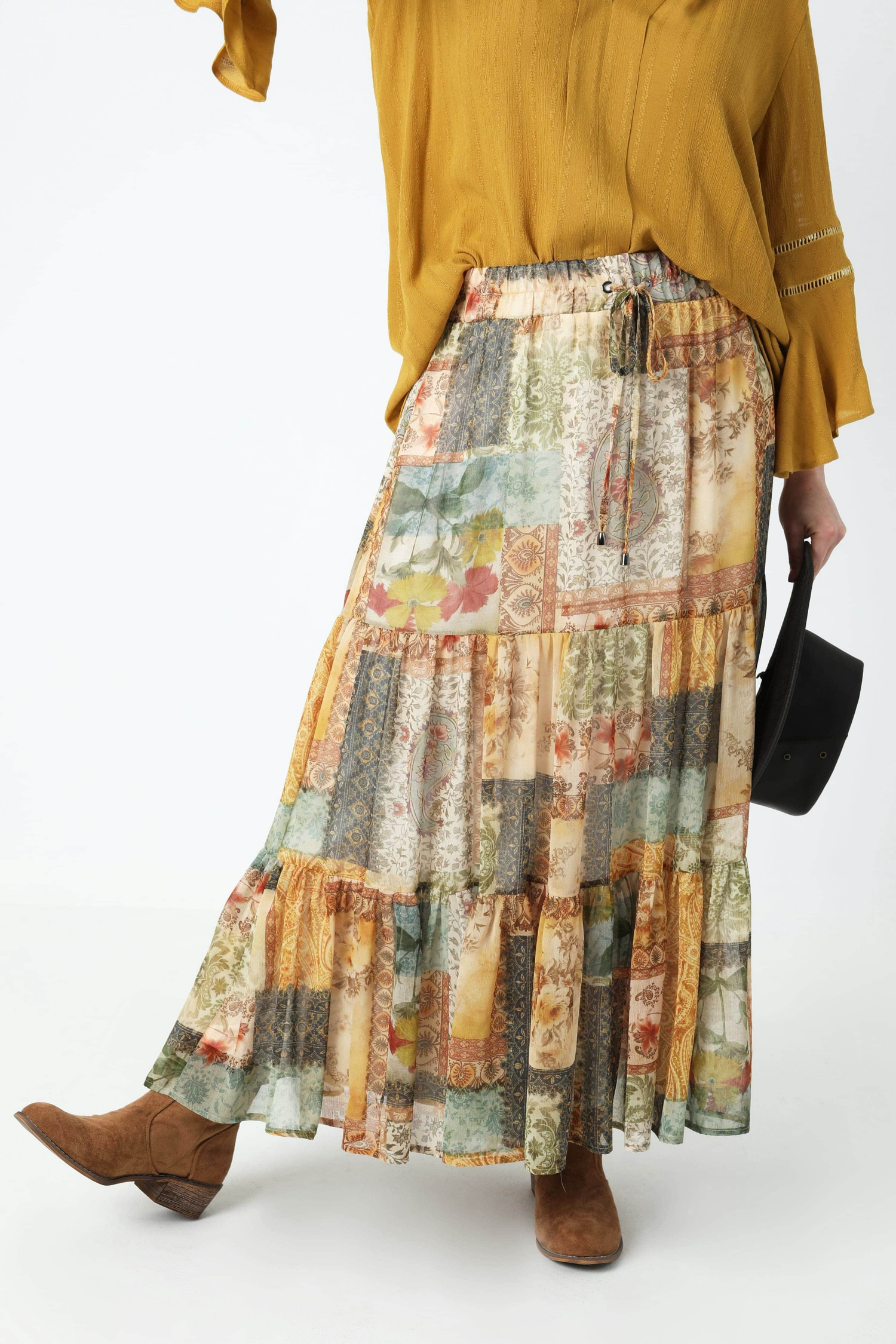Long printed veil skirt