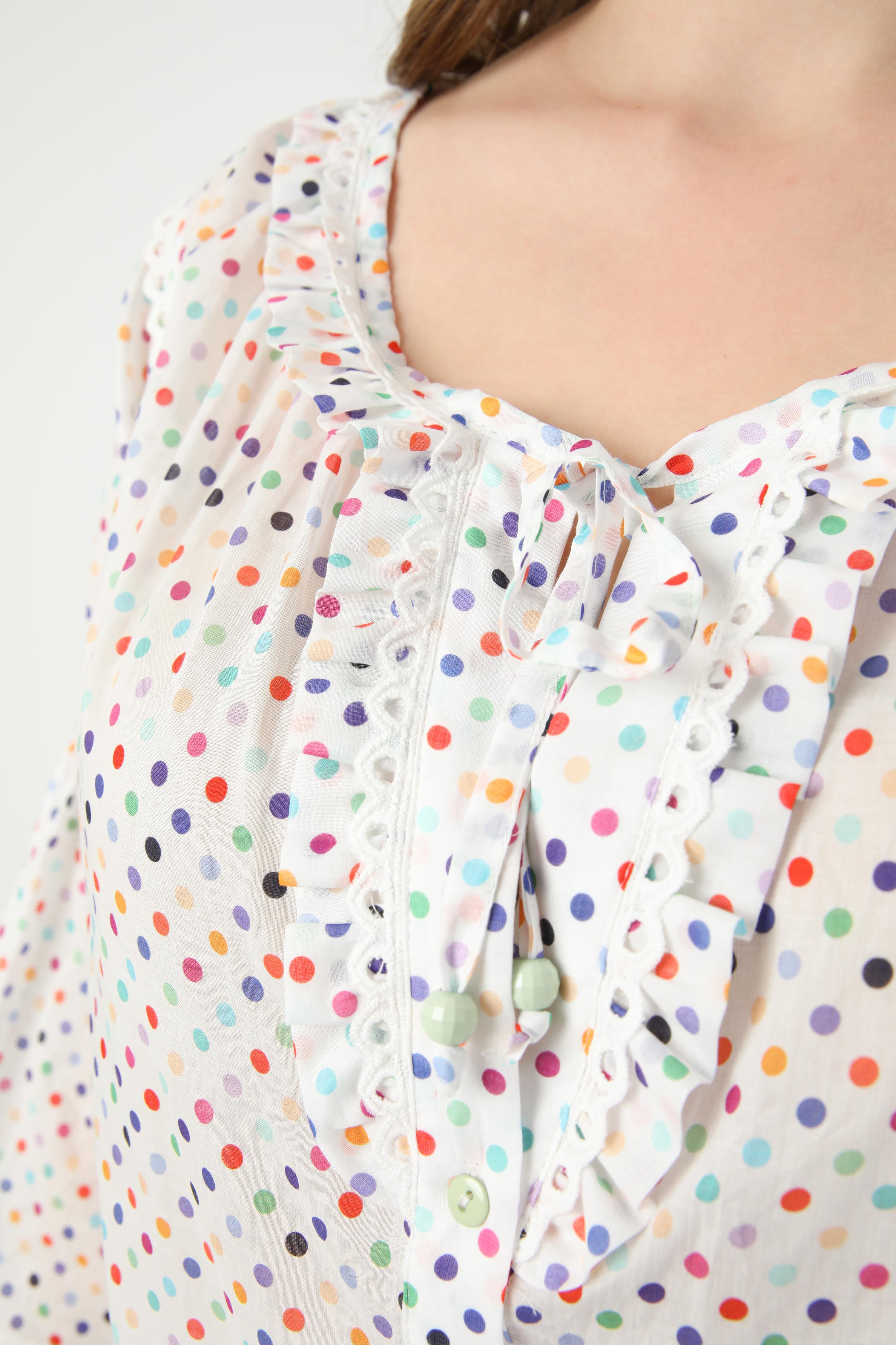 Shirt with multicolored polka dots eco-responsible fabrics