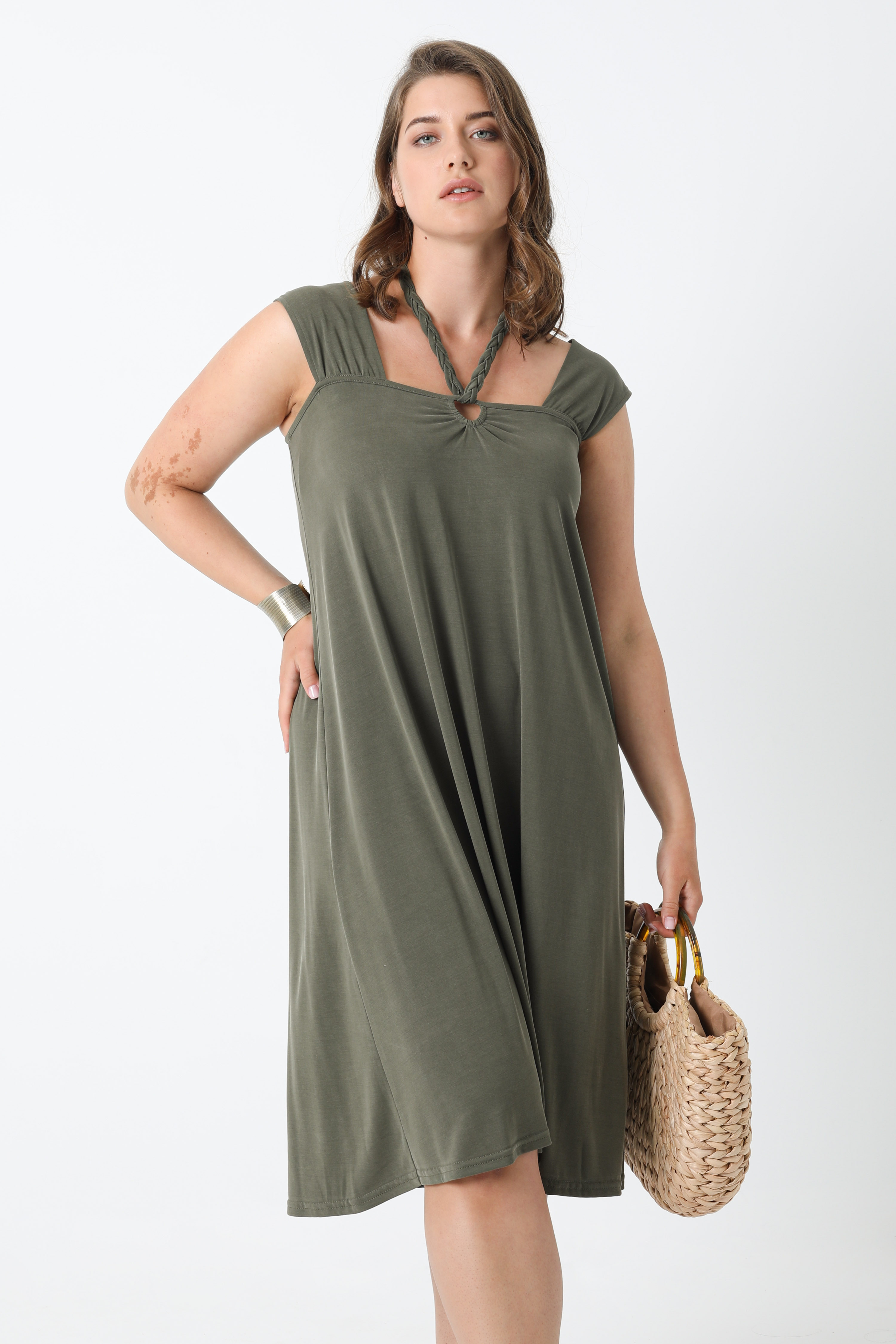 Sleeveless mid-length modal dress
