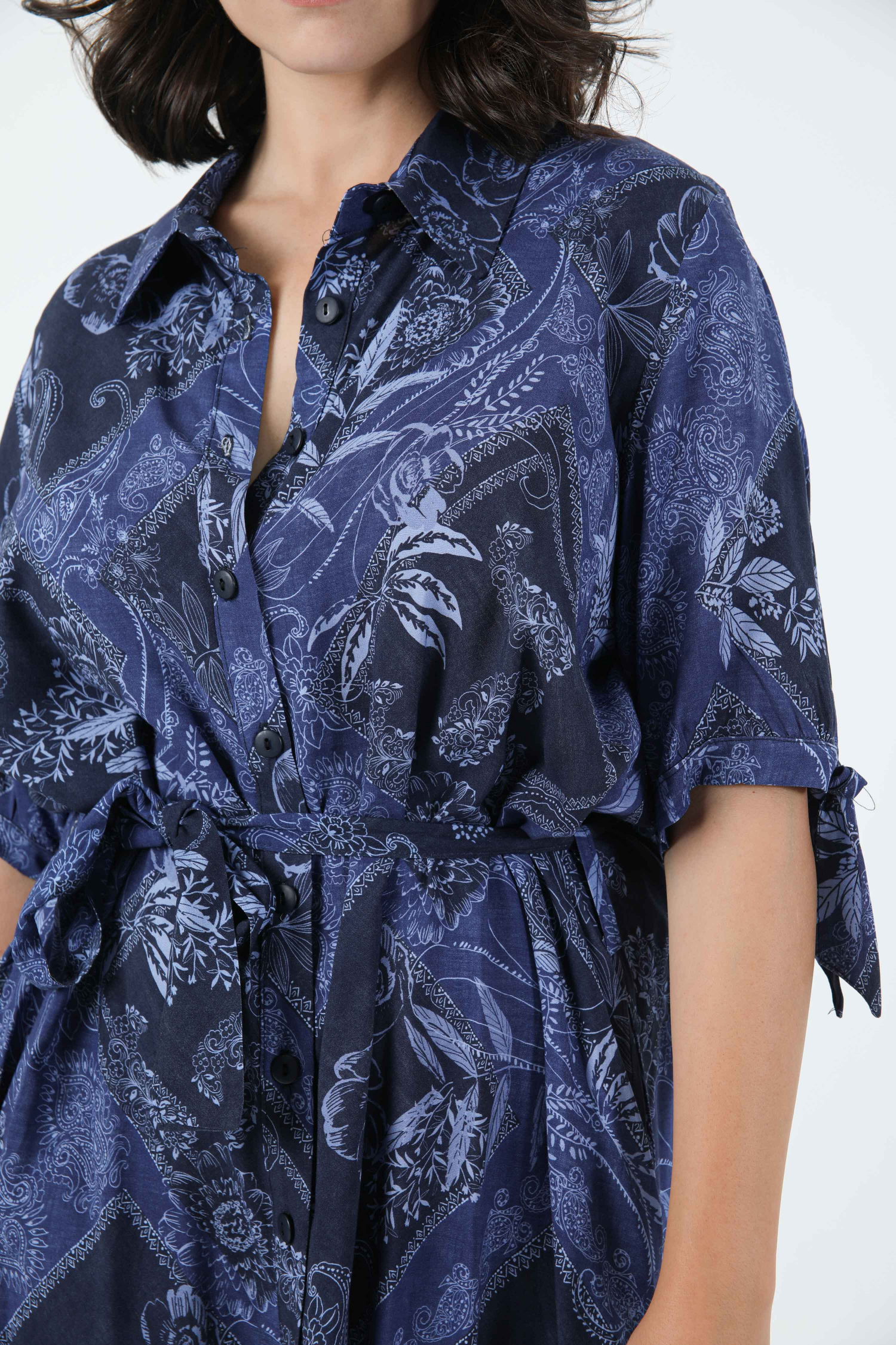 Long eco-responsible fabric shirt dress