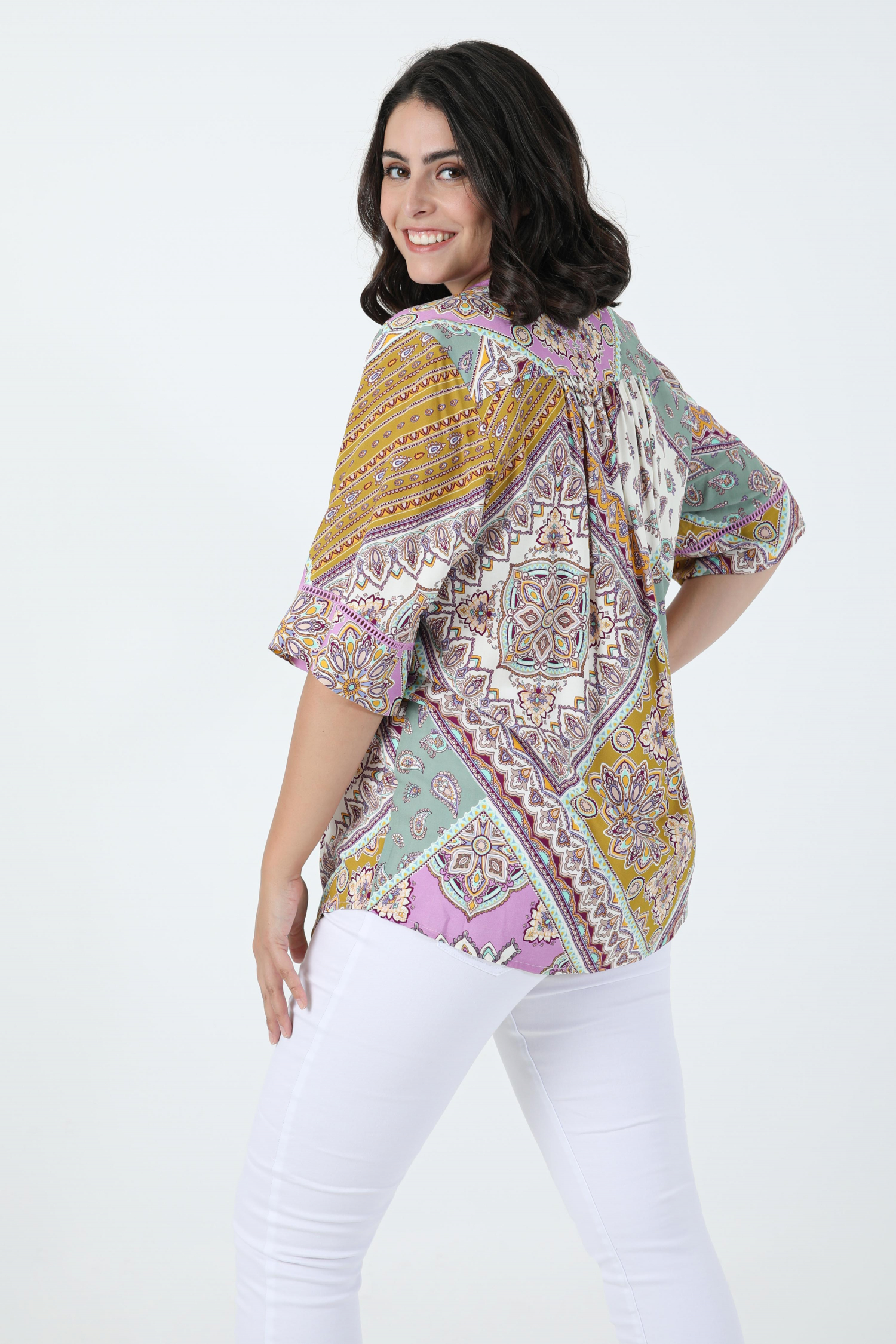 Blouse imprimée cachemire tissus éco-responsable