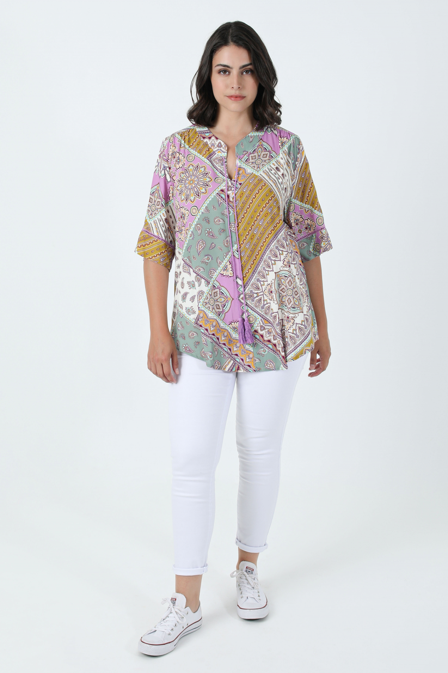 Blouse imprimée cachemire tissus éco-responsable