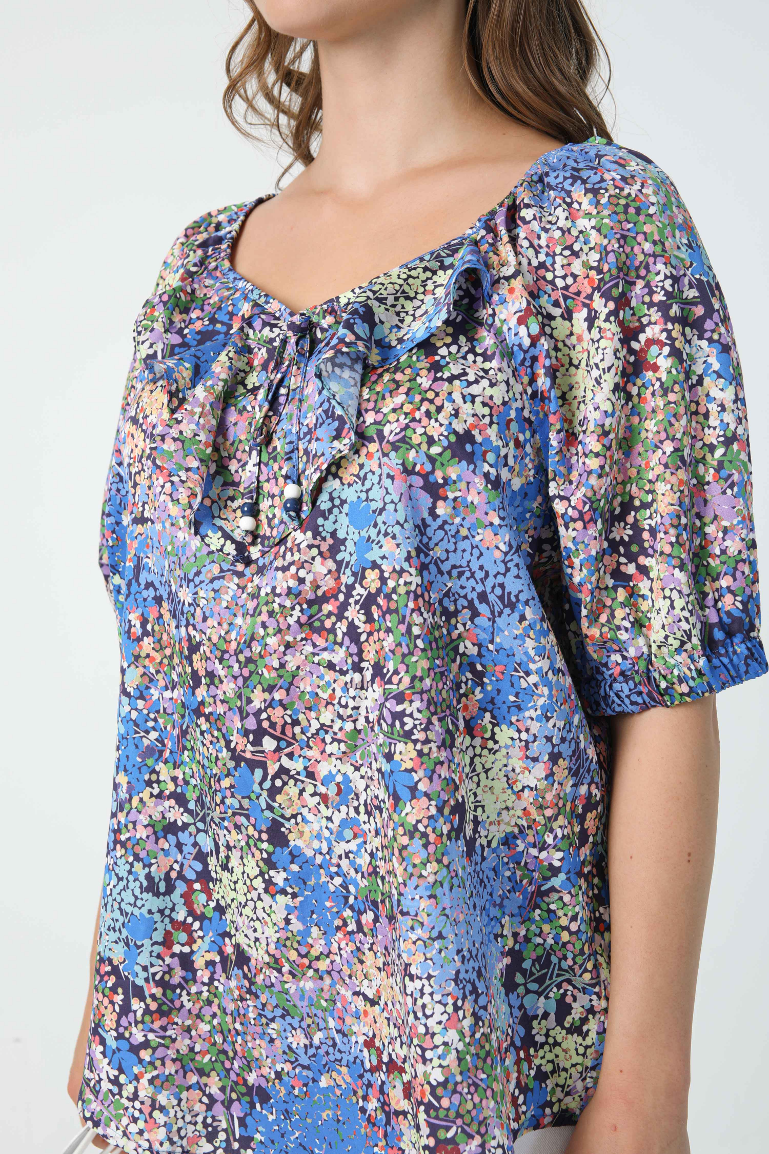 Printed cotton blouse with eoko-tex fabric