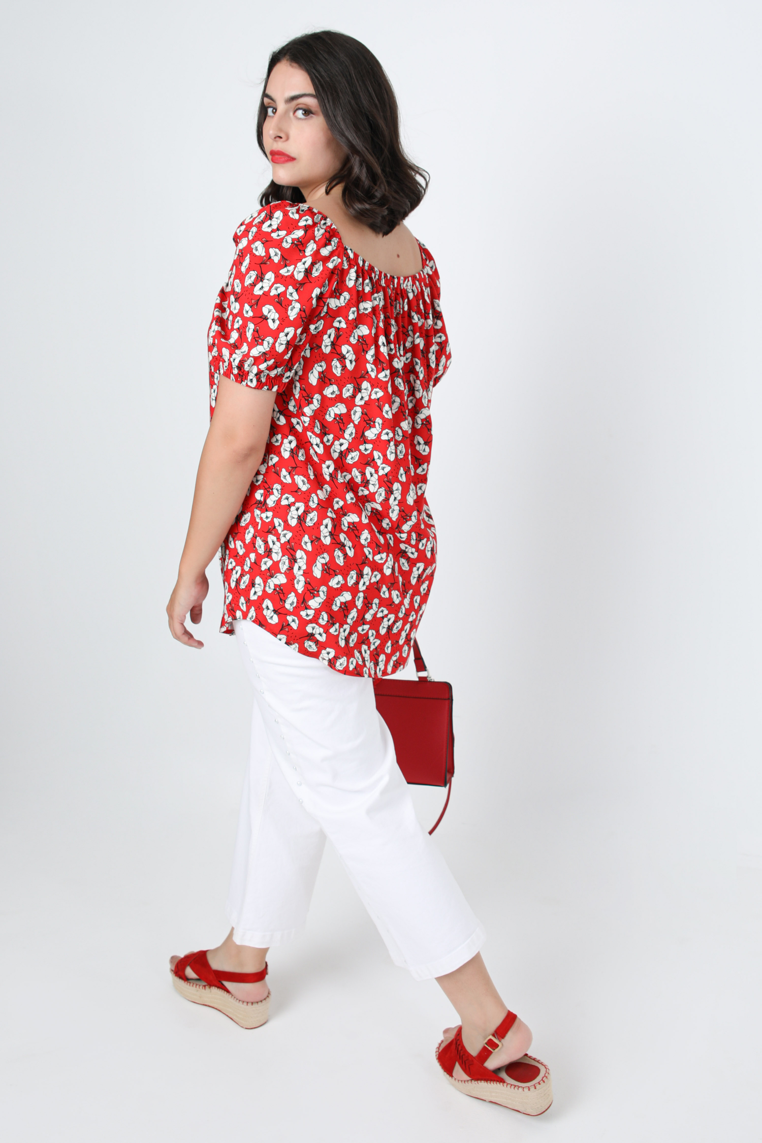 Printed blouse with square neckline in eoko-tex fabric (shipping July 10/15)