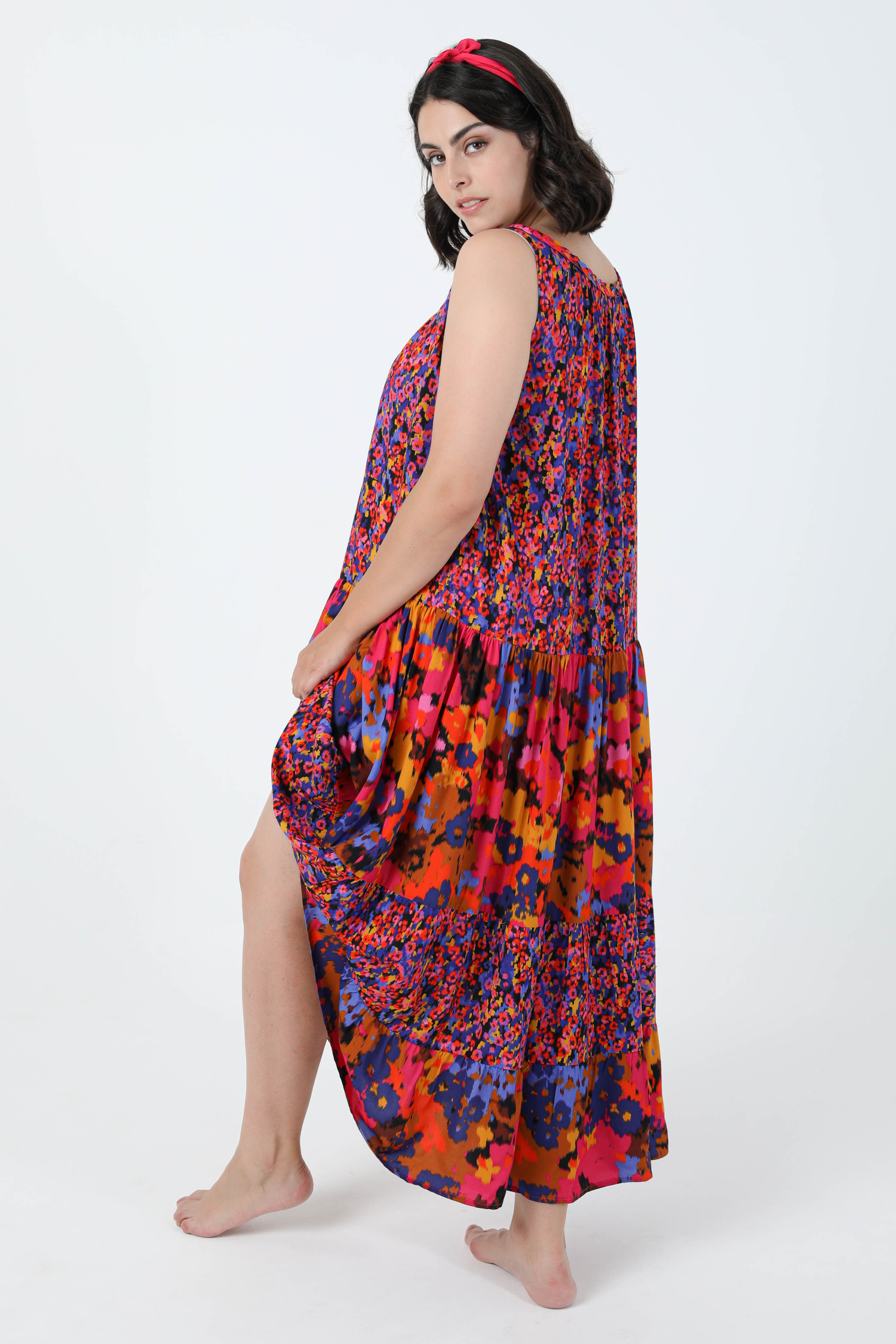 Bohemian style sleeveless printed long dress