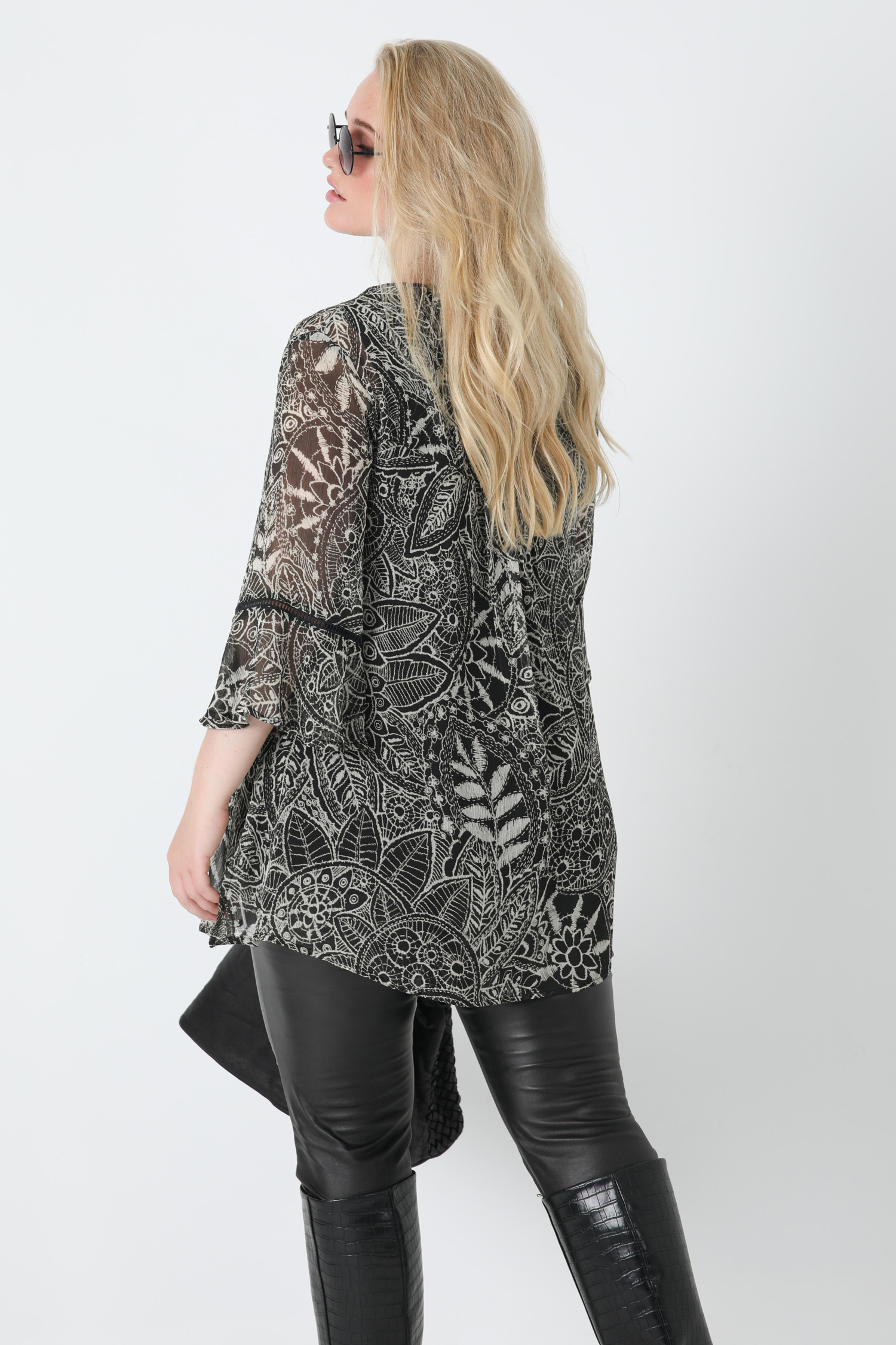 Printed veil tunic with tank top