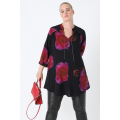 Printed blouse with beaded chain