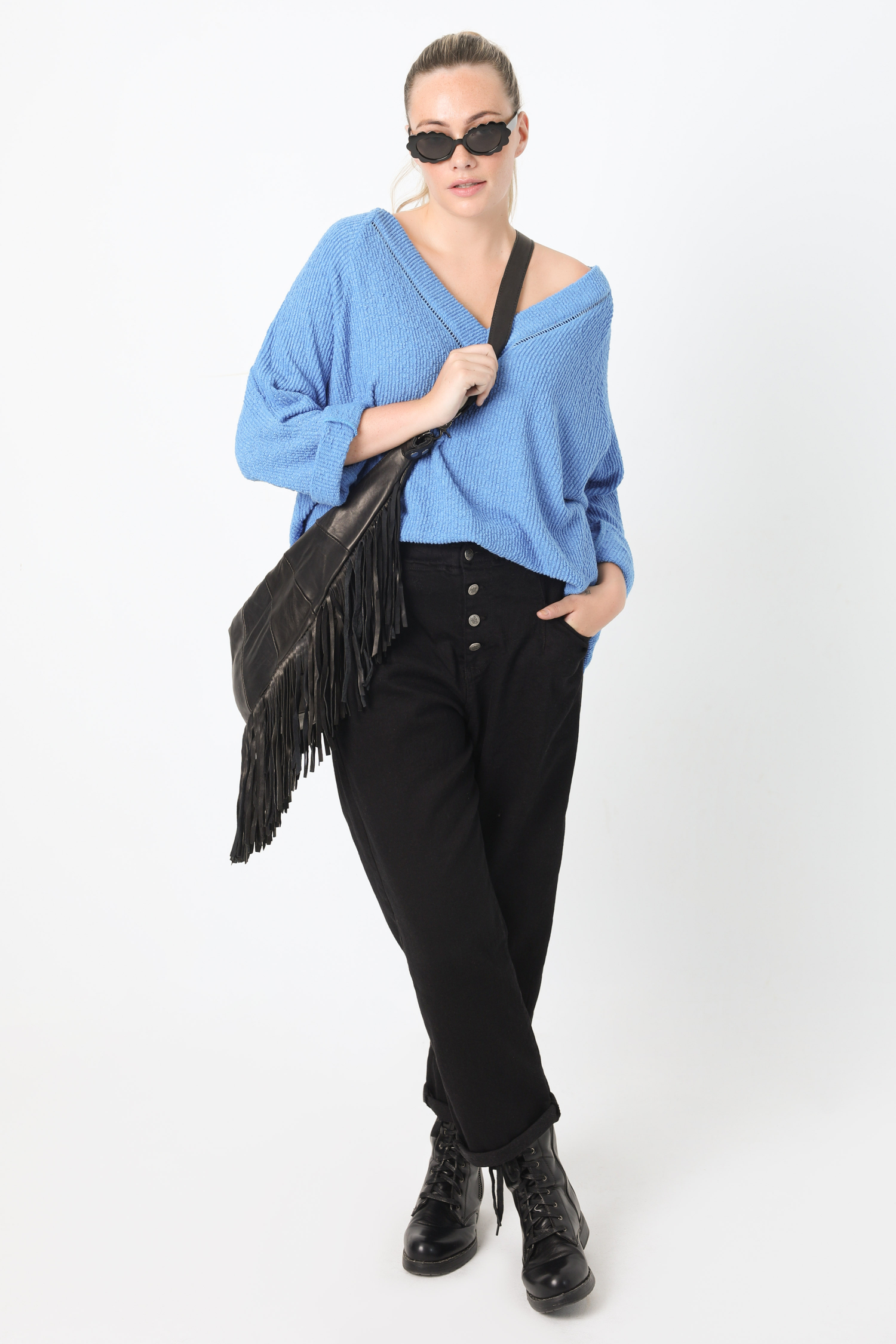 Pull en maille chenille avec macramé