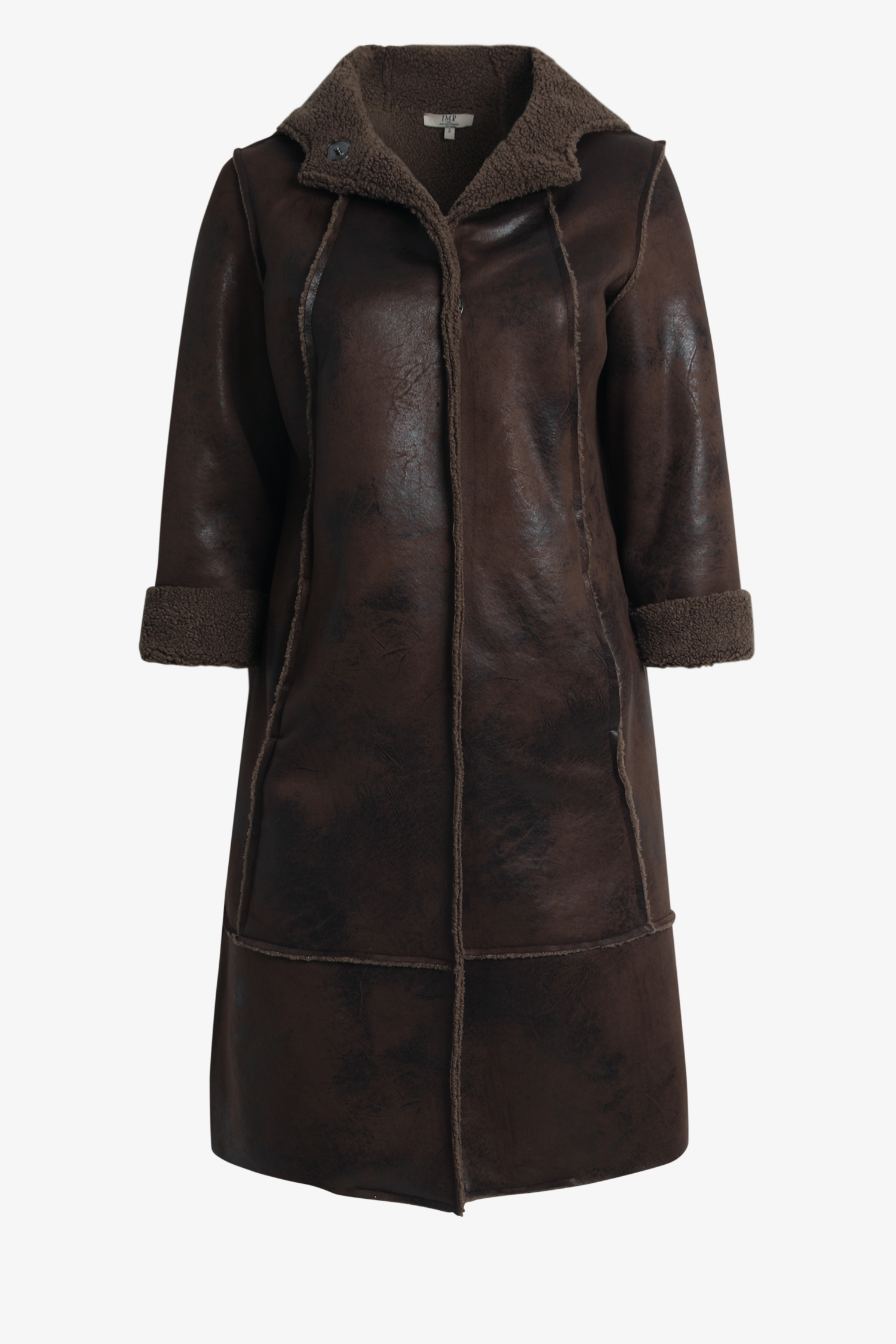 Vegan shearling hooded coat