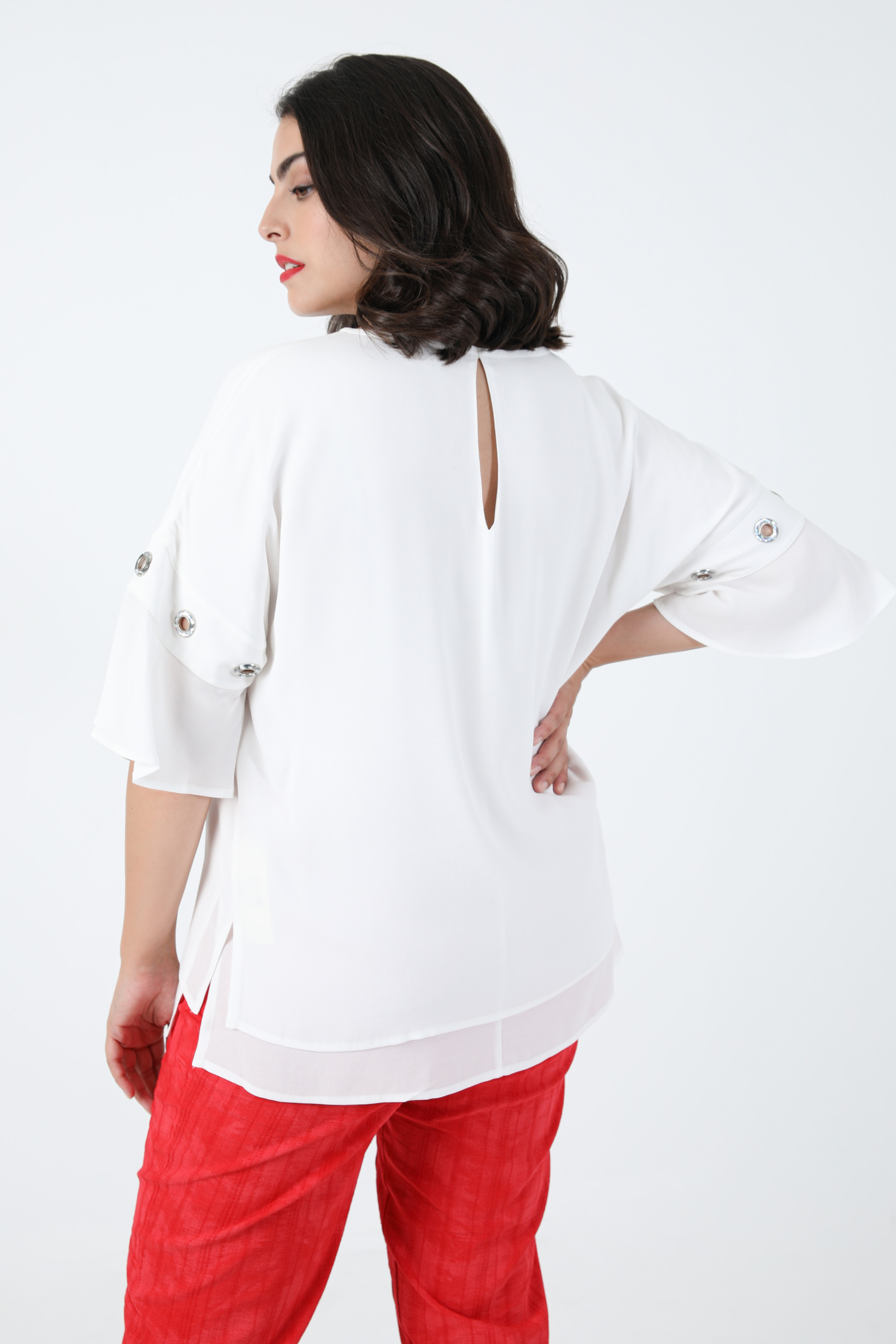 Voile blouse lined in overlay