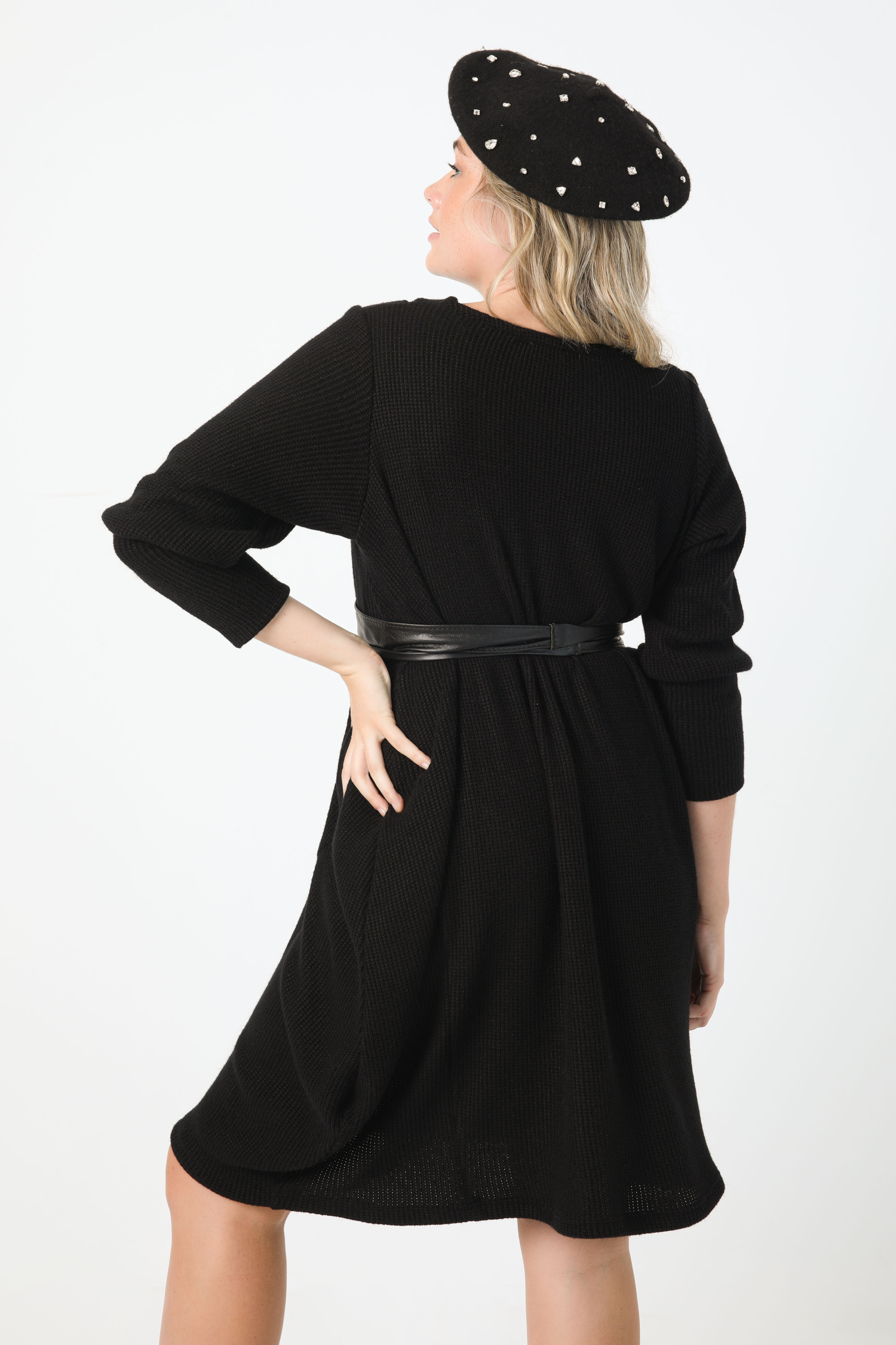 Robe longue en maille encolure en V 