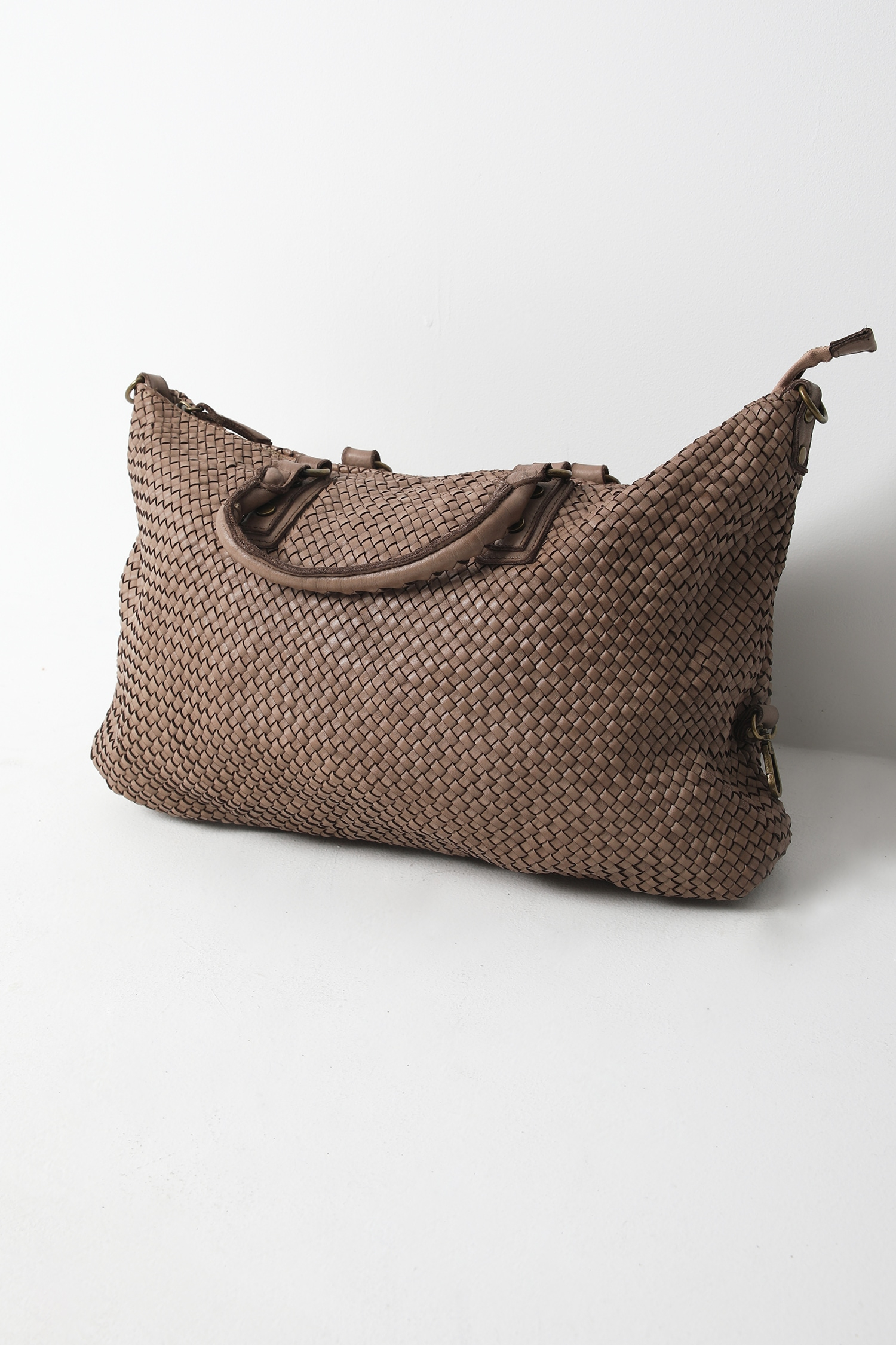 Braided leather tote bag