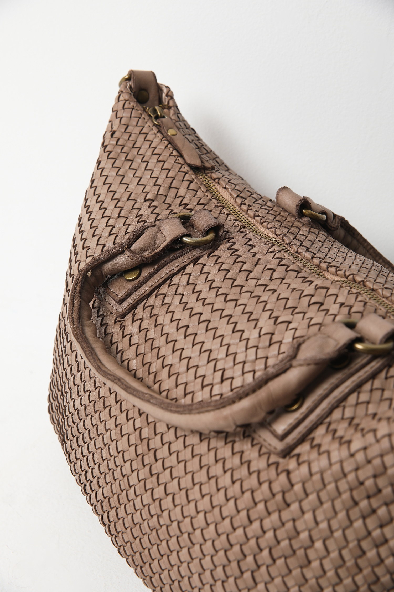Braided leather tote bag