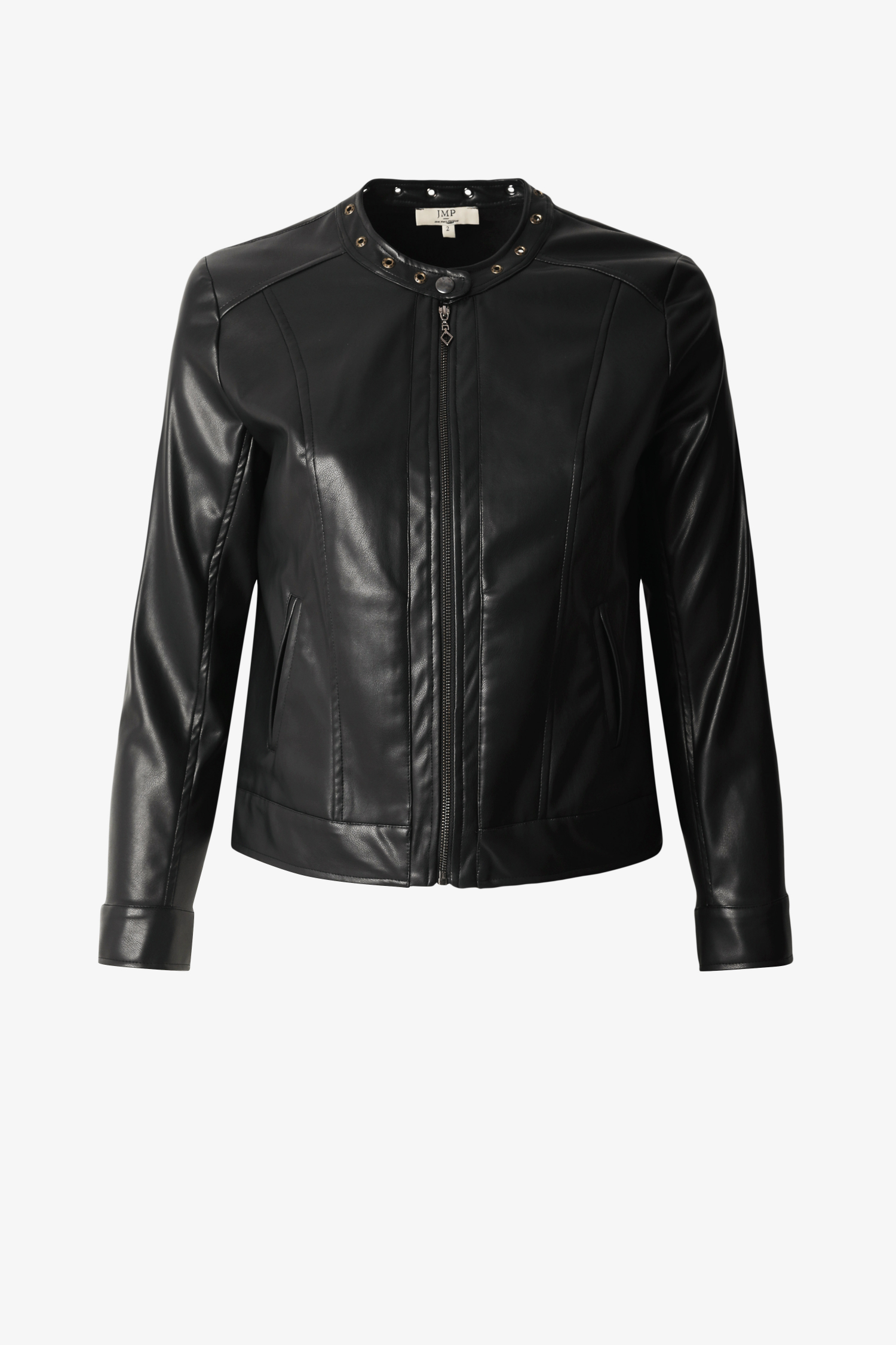 Zipped vegan leather jacket