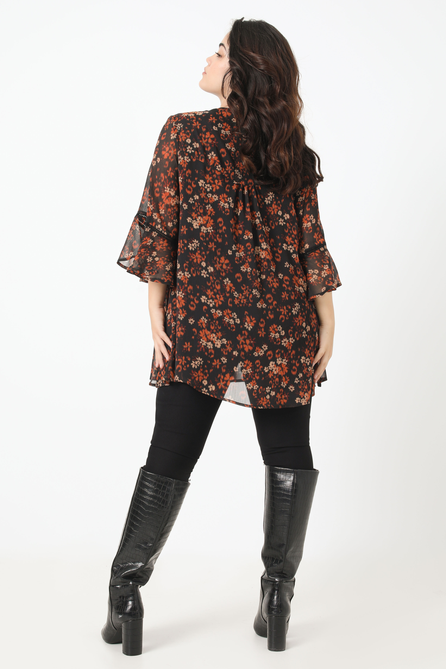 Printed veil tunic with eco-responsible fabric tank top