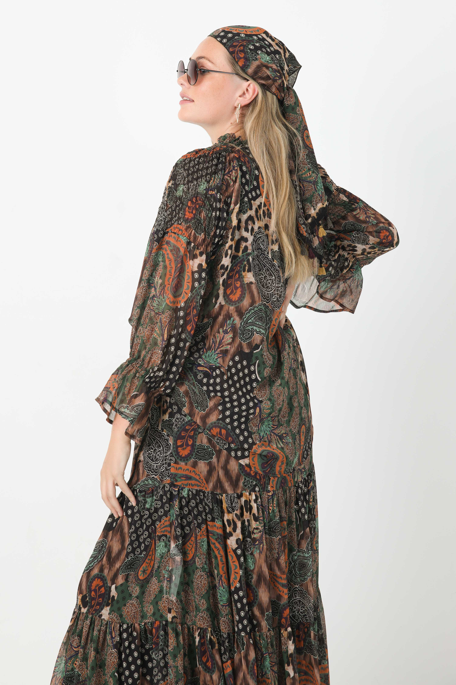 Printed voile blouse with éco-responsable fabric smocking (shipping October 20/25)