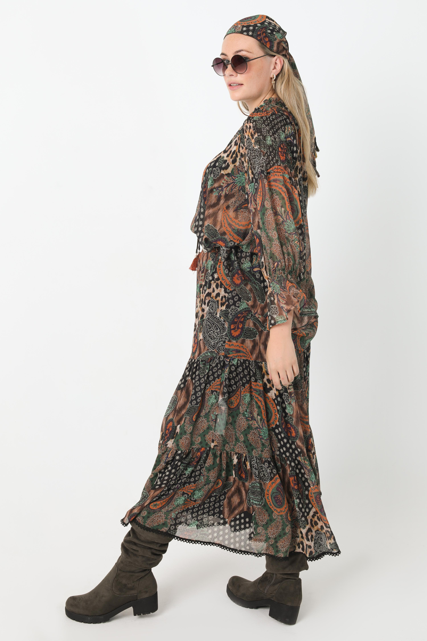 Skirt with flounce printed in éco-responsable fabric
