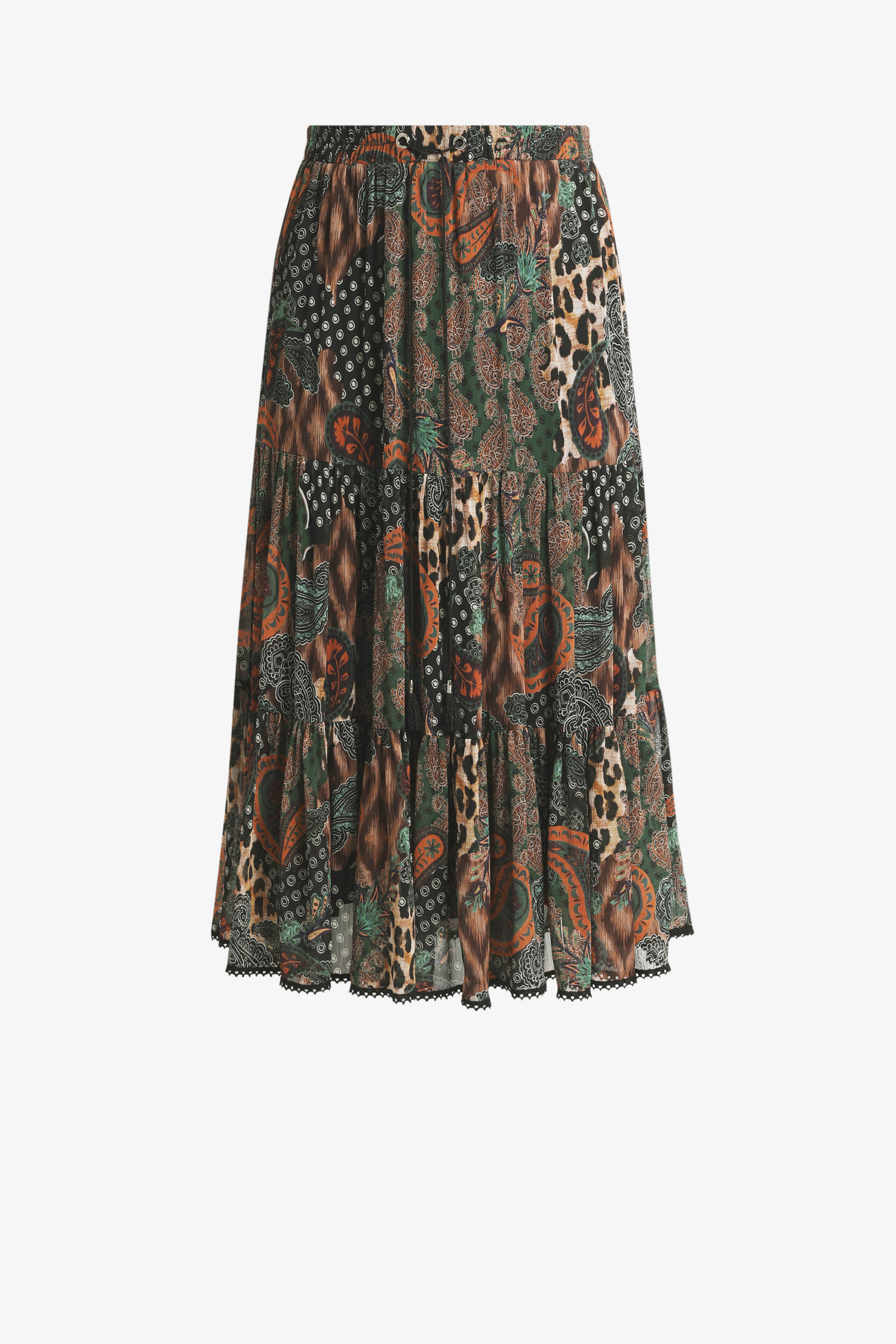 Skirt with flounce printed in oeko-tex fabric
