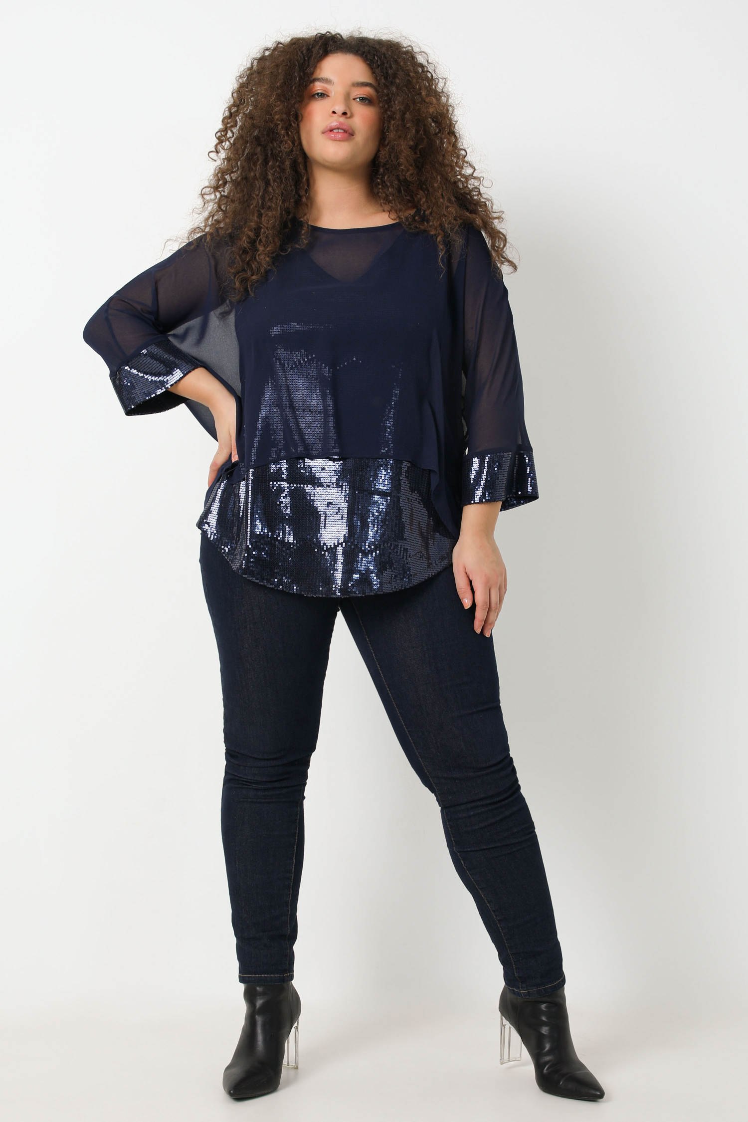 Oversized voile and sequin T-shirt