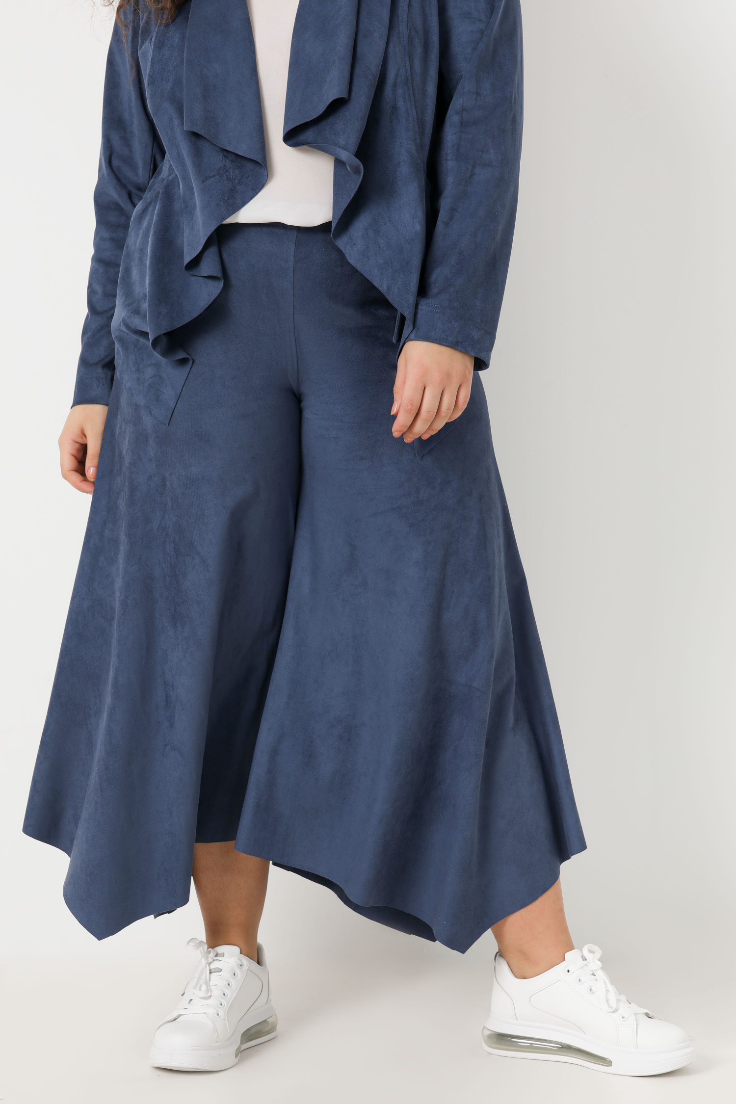 Suede effect culotte trousers