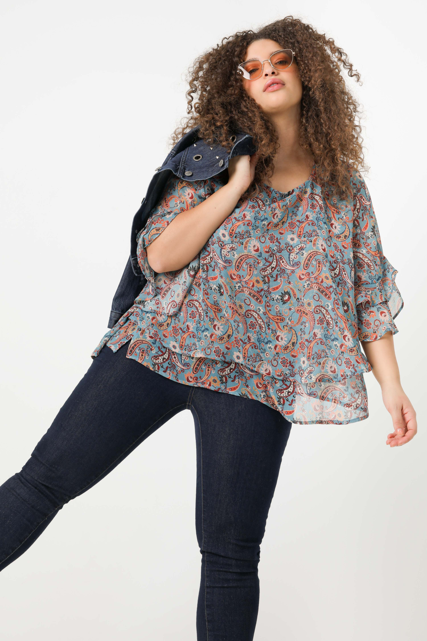 Paisley print voile overlay blouse (shipping February 15/20)