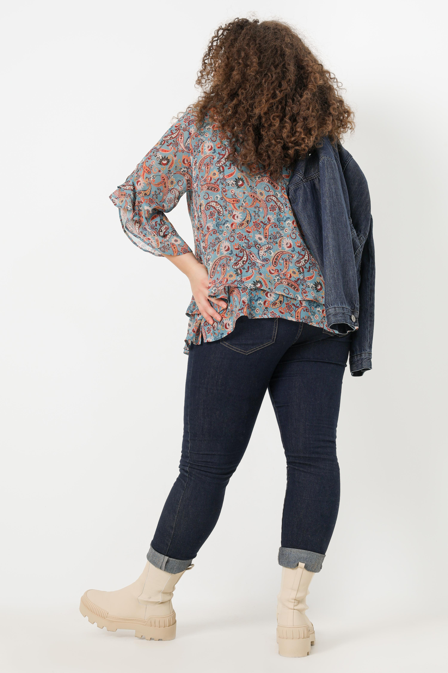 Layered blouse in paisley-print voile