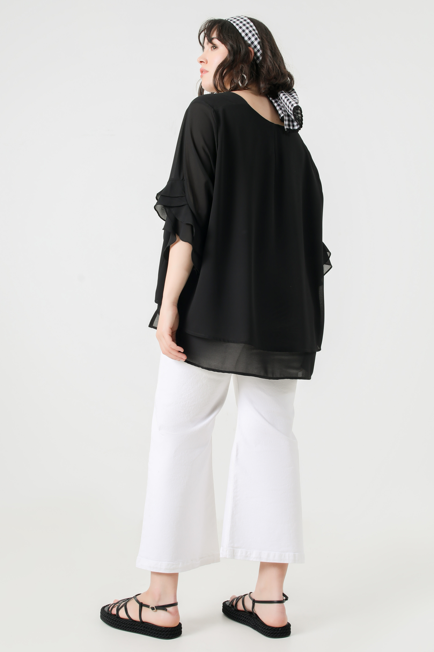 Layered blouse in plain voile