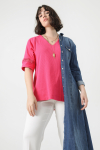 Plain ribbed knit tshirt with braid
