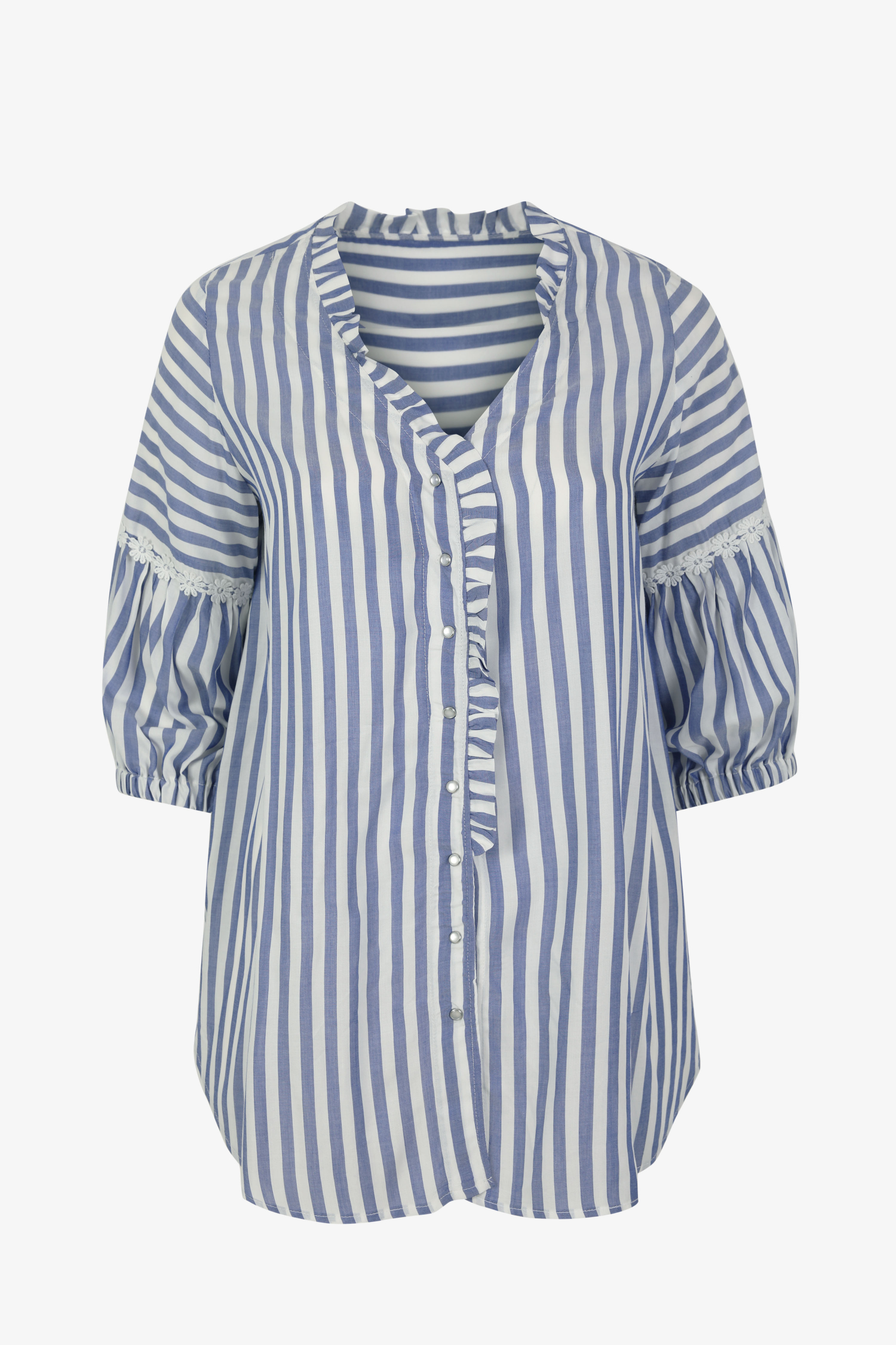 striped shirt with pearly pressure