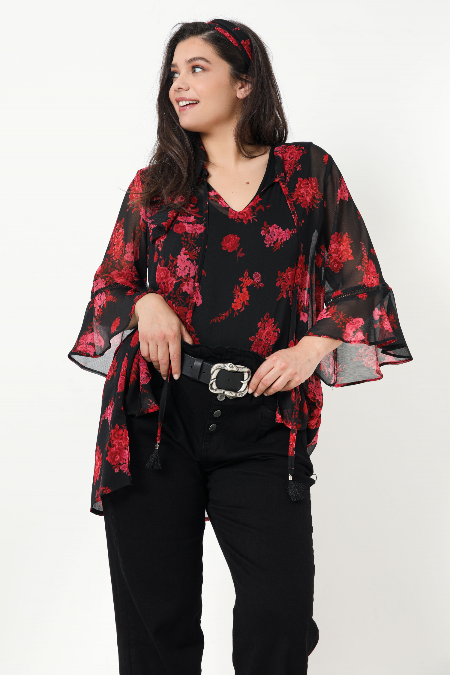 Printed voile tunic