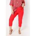 Plain stretch cropped trousers with cutout