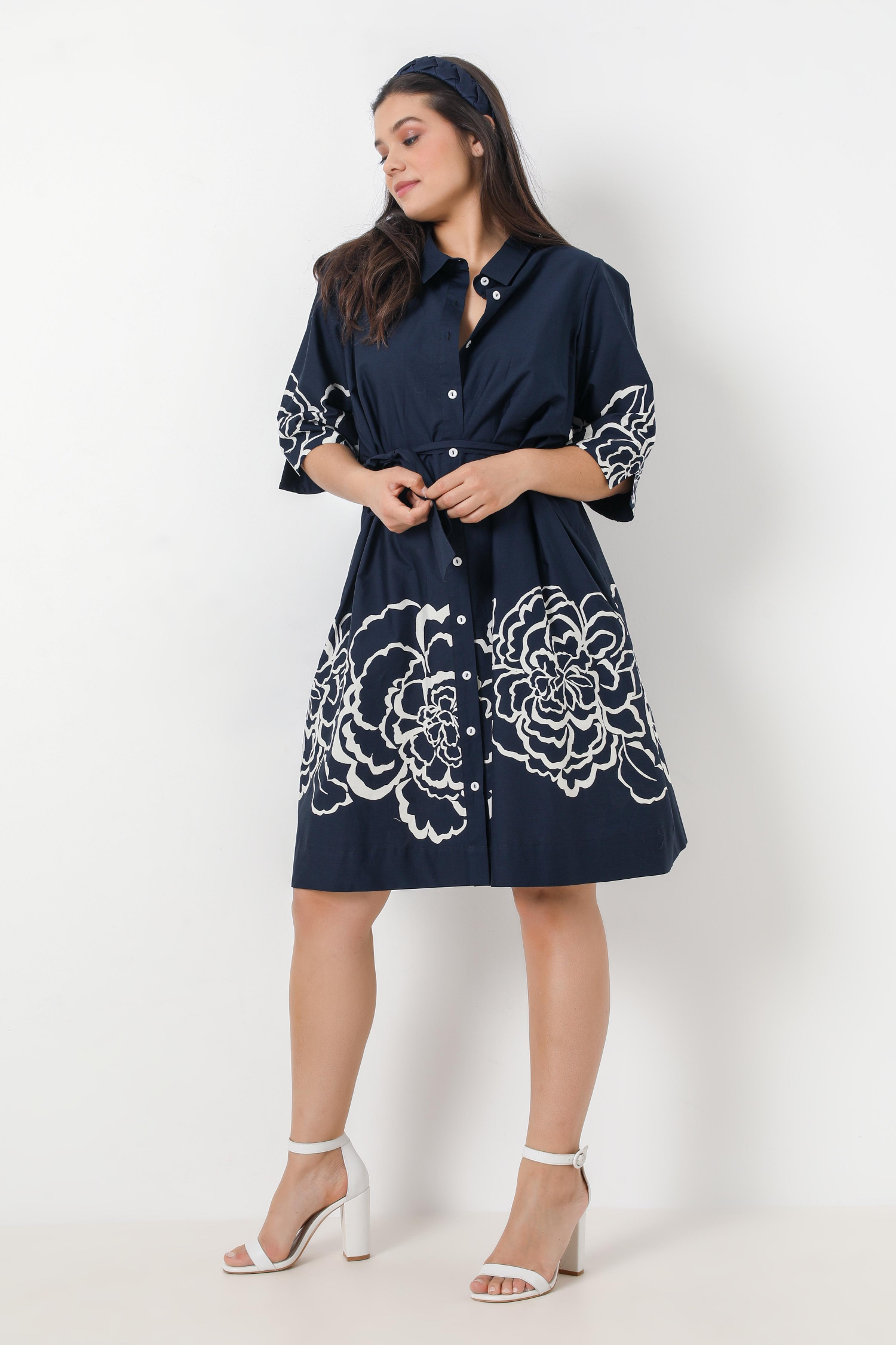 shirt dress with placed design