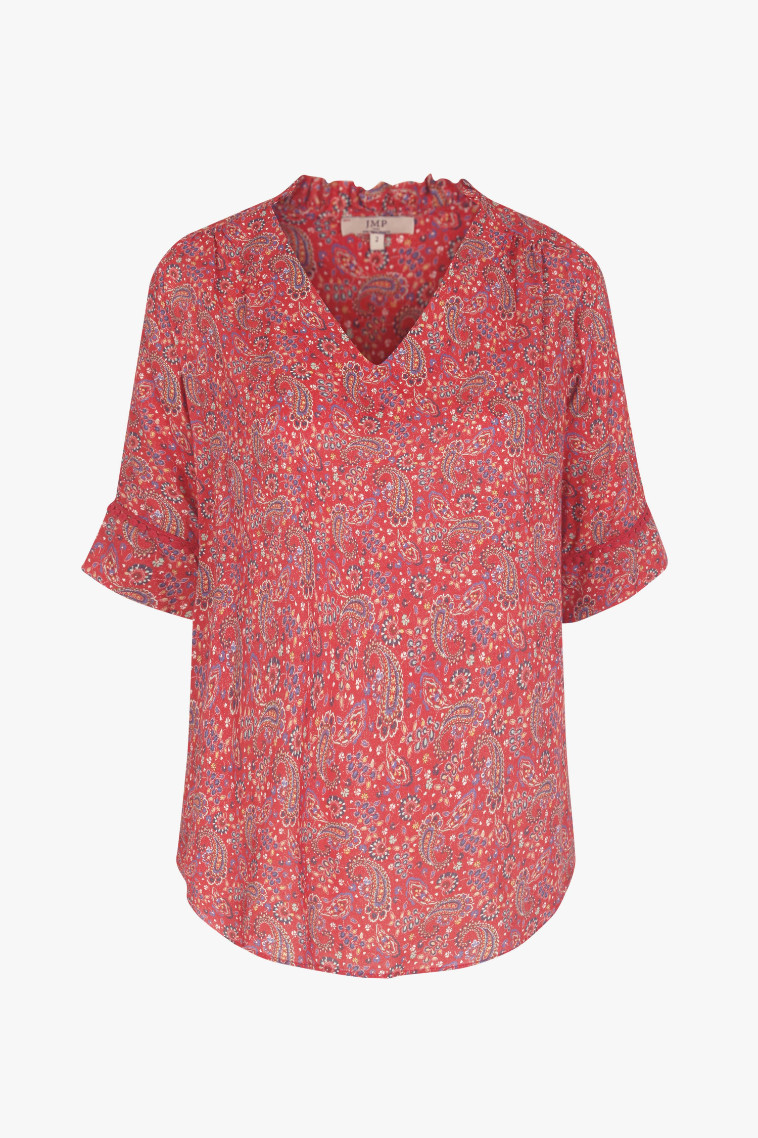 V-neck printed blouse in eco-responsible material