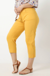 Plain stretch cropped trousers with cutout