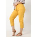 Plain stretch cropped trousers with cutout