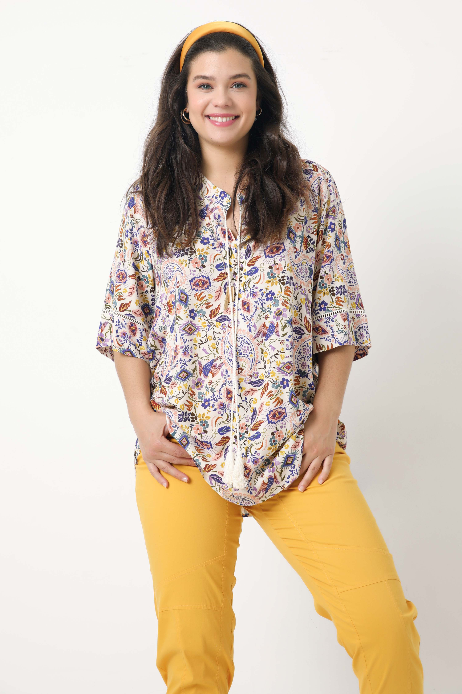Cashmere print blouse with éco-responsable fabrics (expedition 20/25 June)