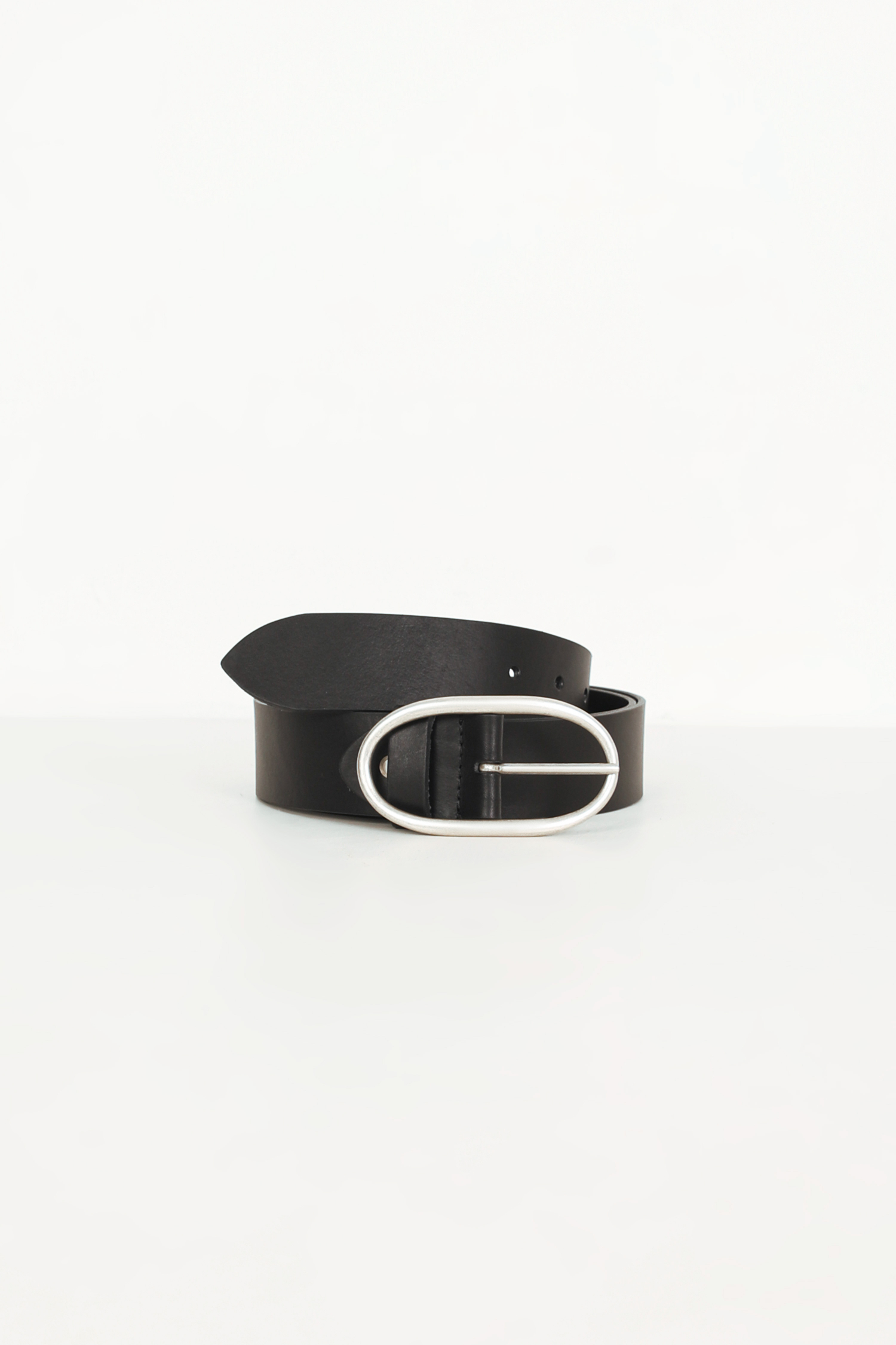 black leather belt with silver buckle (shipping May 5/10)