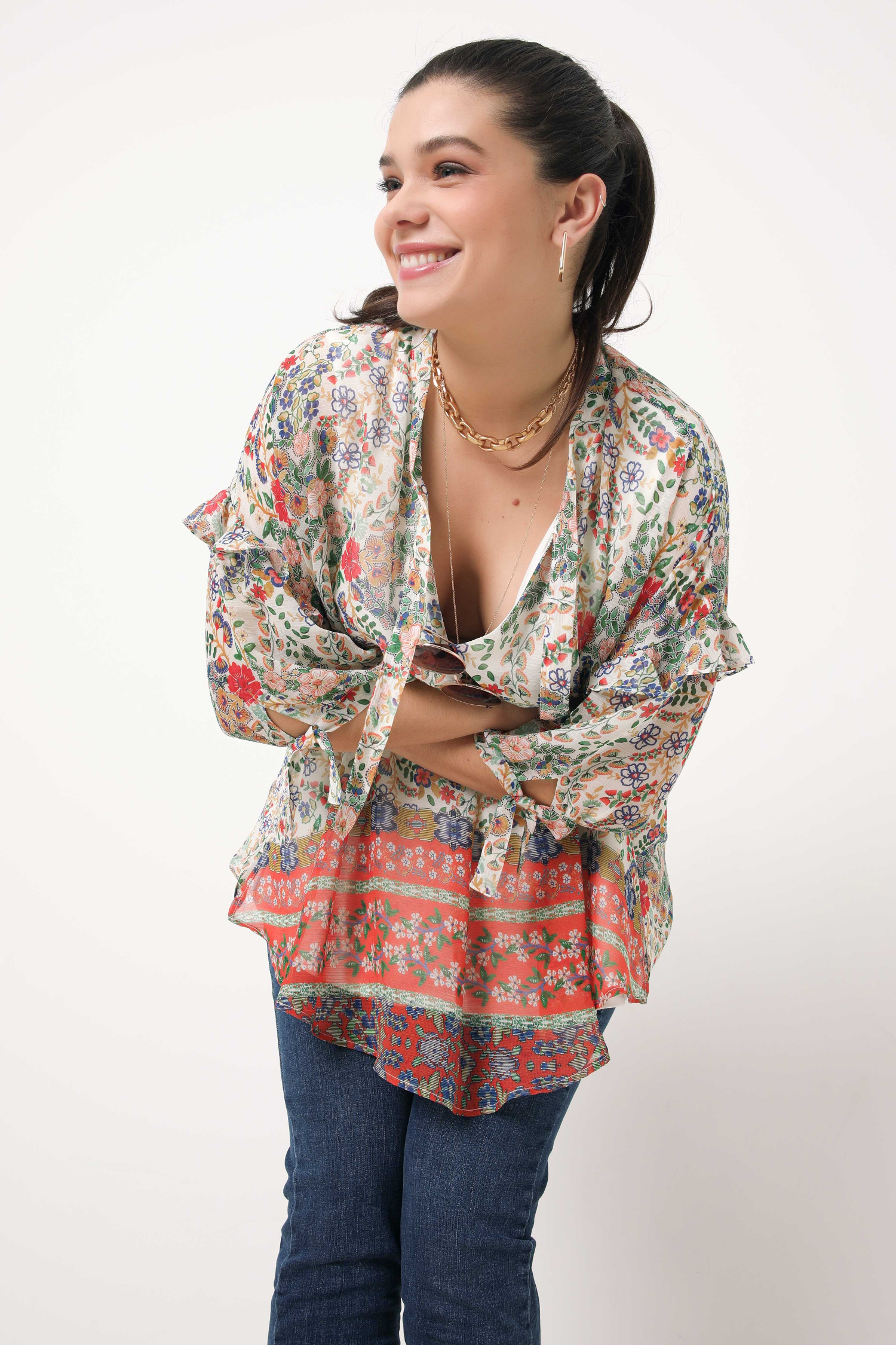 Eco-responsible printed voile tunic