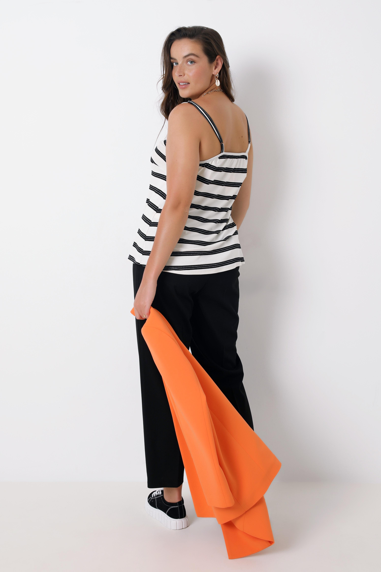 Striped knit tank top with straps