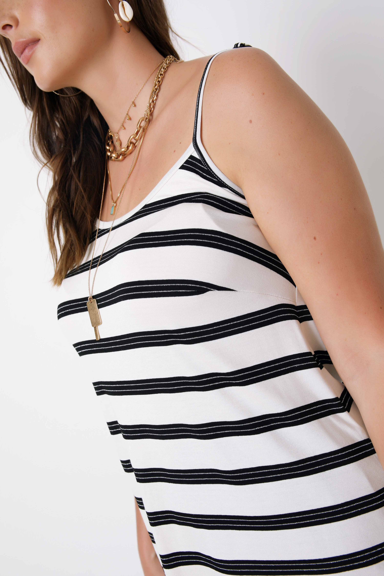 Striped knit tank top with straps