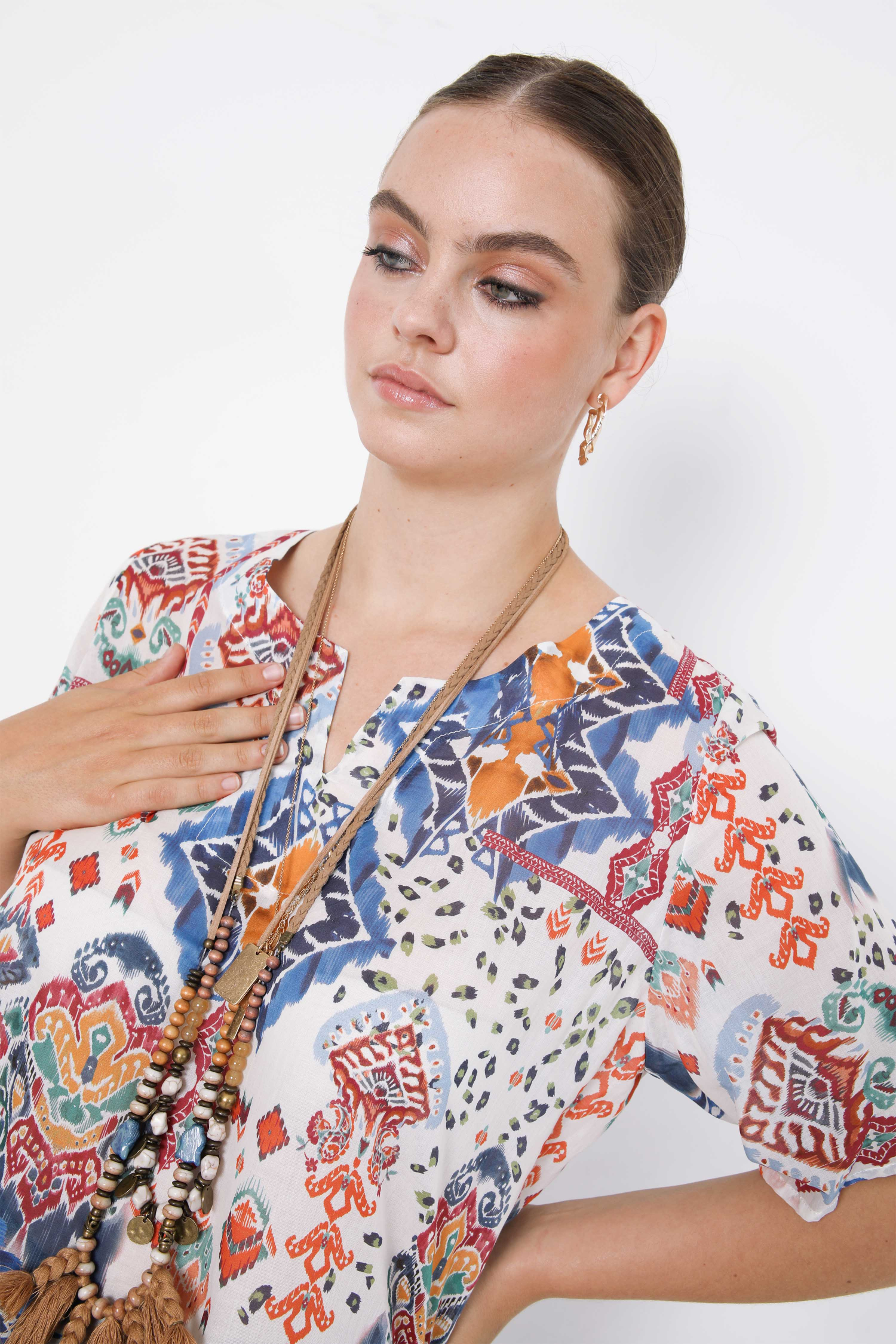 Printed blouse in eoko-tex fabric