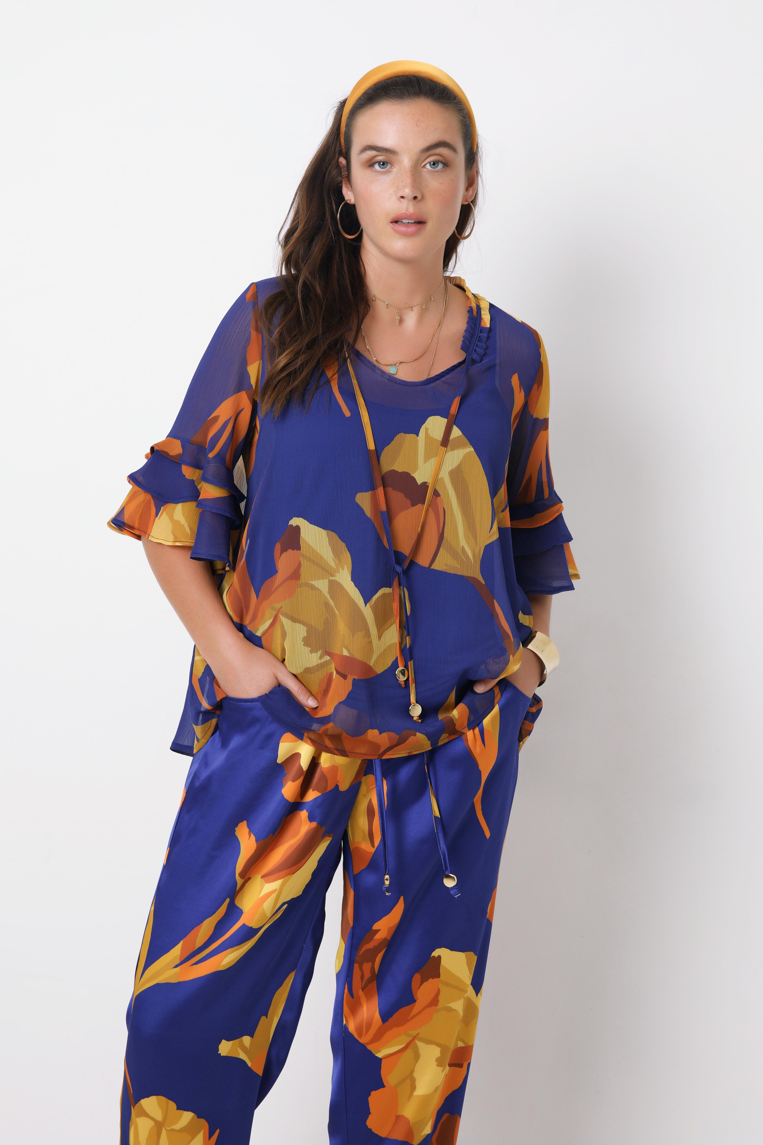 Floral print voile blouse (Shipping June 15-20)