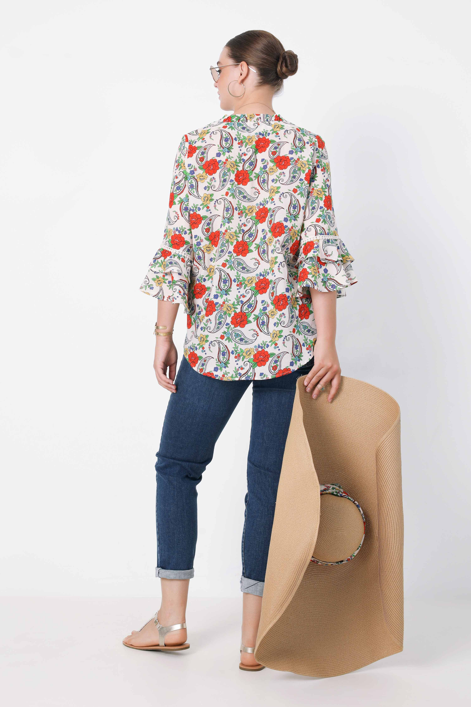 Printed cotton voile blouse (expedition June 15/20)