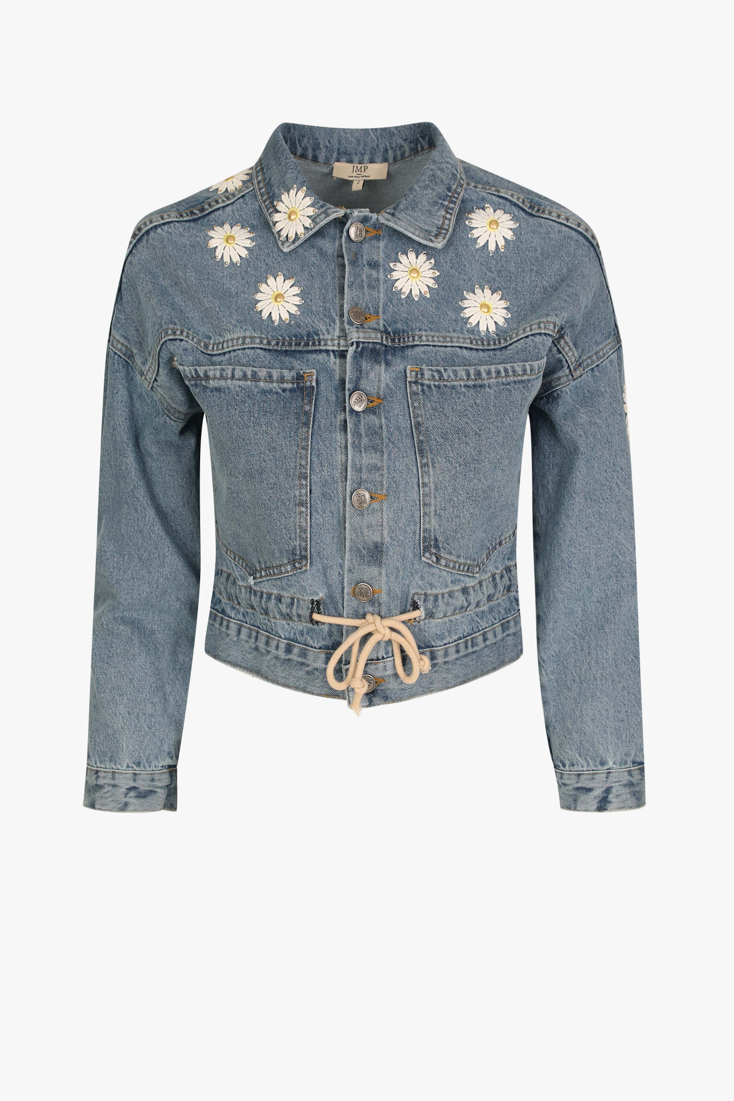 Short denim jacket with daisy