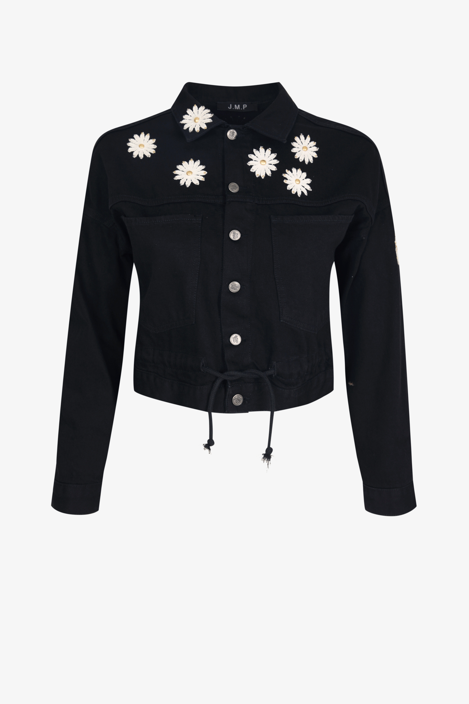 short denim jacket with daisy