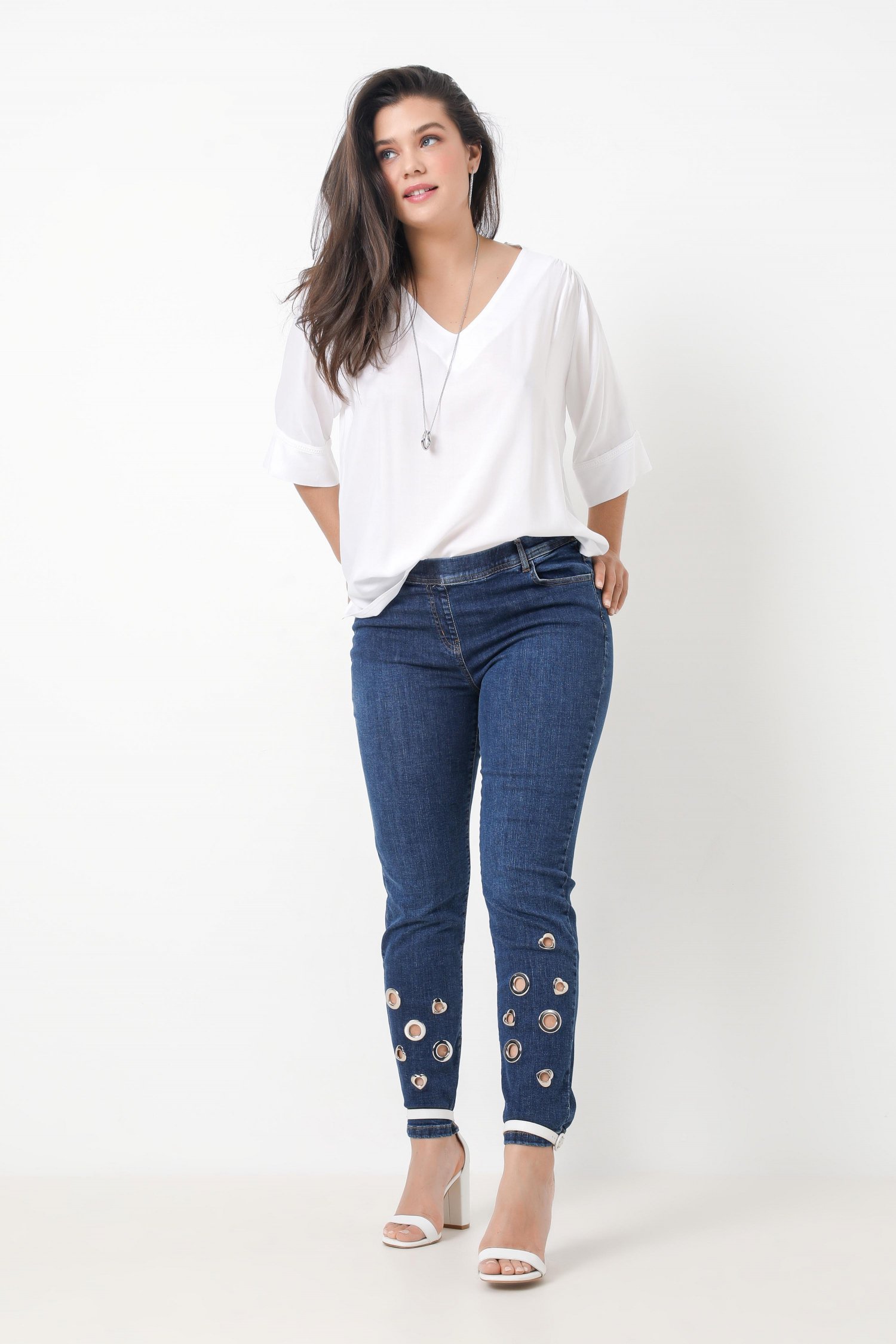 Jeggings with eyelet inlay